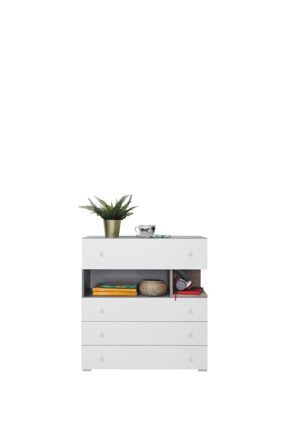 Meblar Komoda Sigma SI11 Barva: Beton/Bílá/Dub