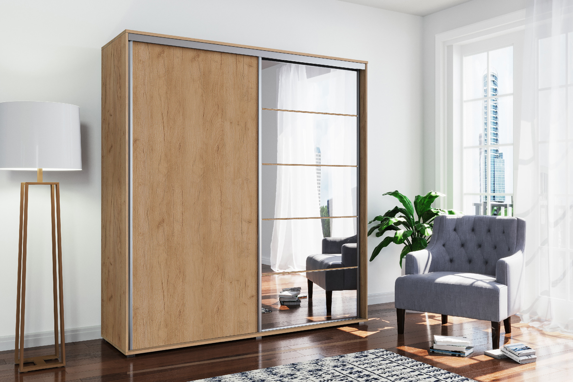 Skapski Šatní skříň Ska A21 Barva: Dub - Craft zlatý