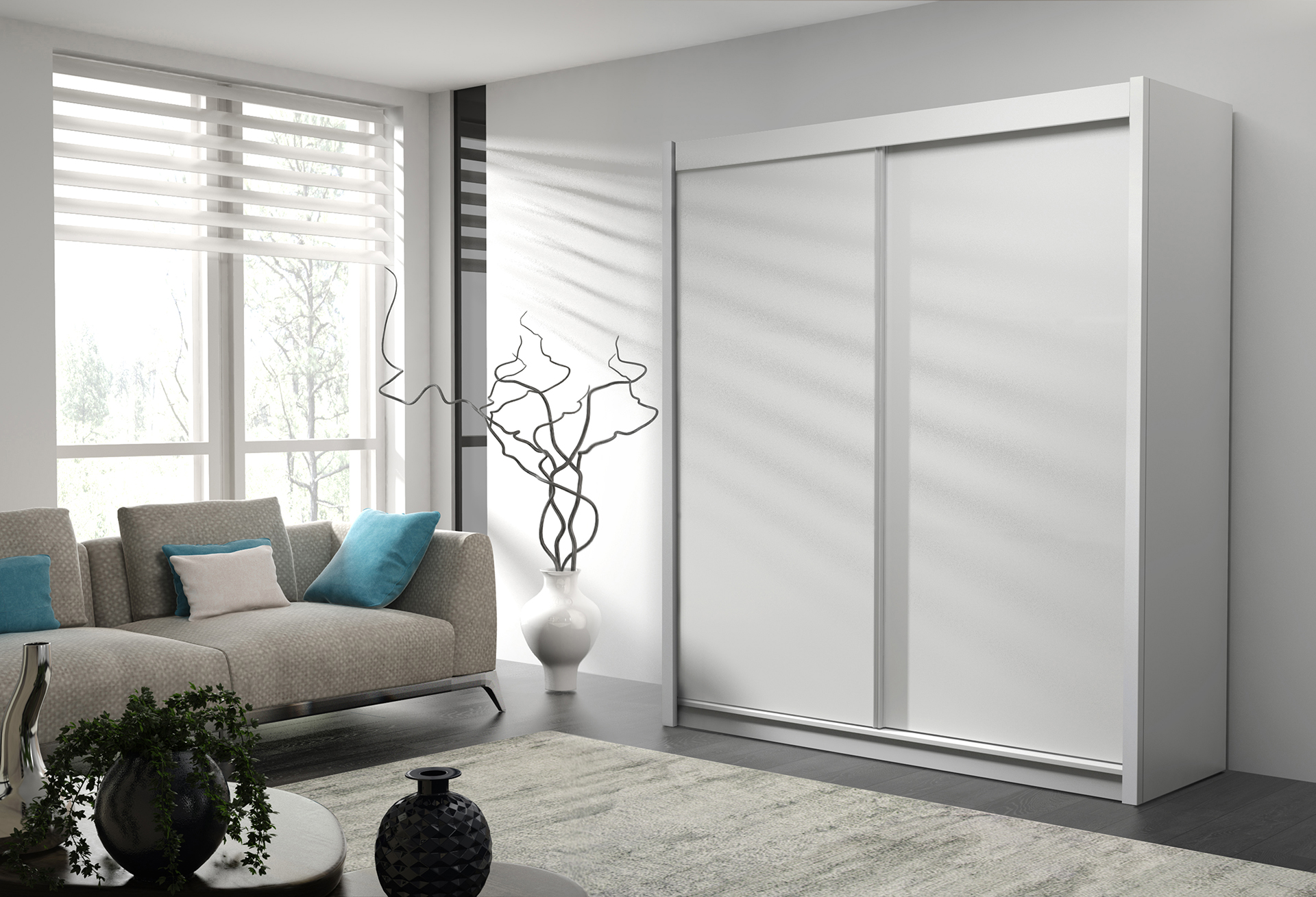 Skapski Šatní skříň Ska B10 bílá/grafit 203 cm Barva: Bílá