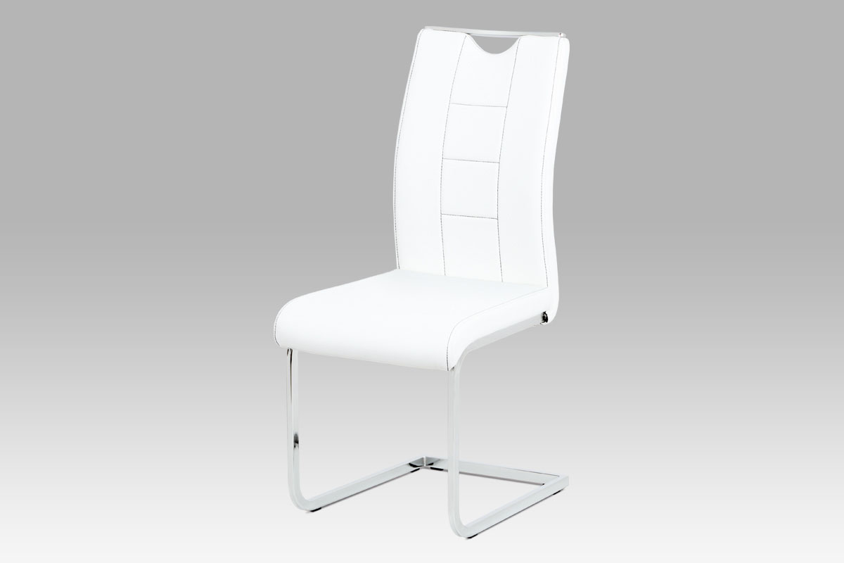 - Jídelní židle bílá koženka / chrom - DCL-411 WT