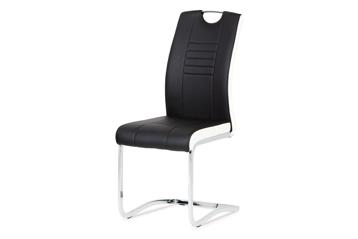 - Jídelní židle chrom / koženka černá s bílými boky - DCL-406 BK