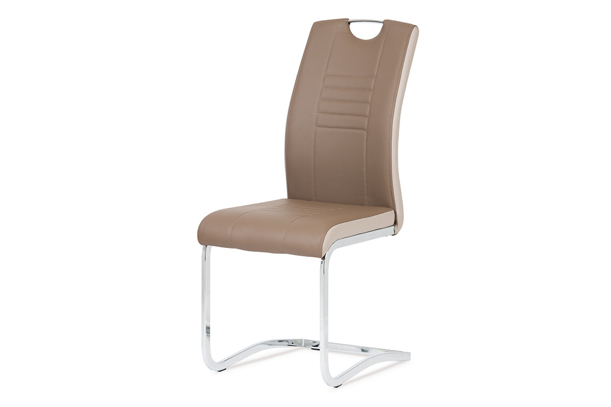 - Jídelní židle chrom / koženka coffee + cappucino boky - DCL-406 COF