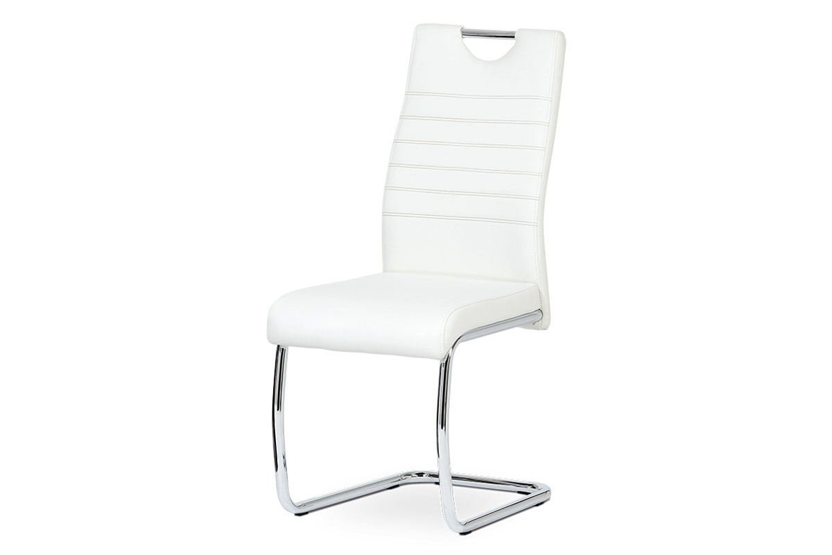 - Jídelní židle koženka bílá / chrom - DCL-418 WT