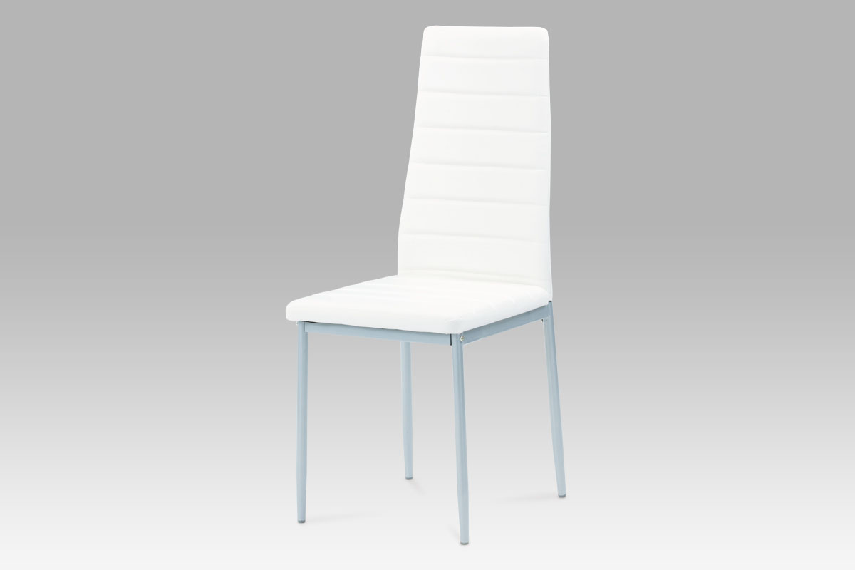 - Jídelní židle koženka bílá / šedý lak - DCL-117 WT