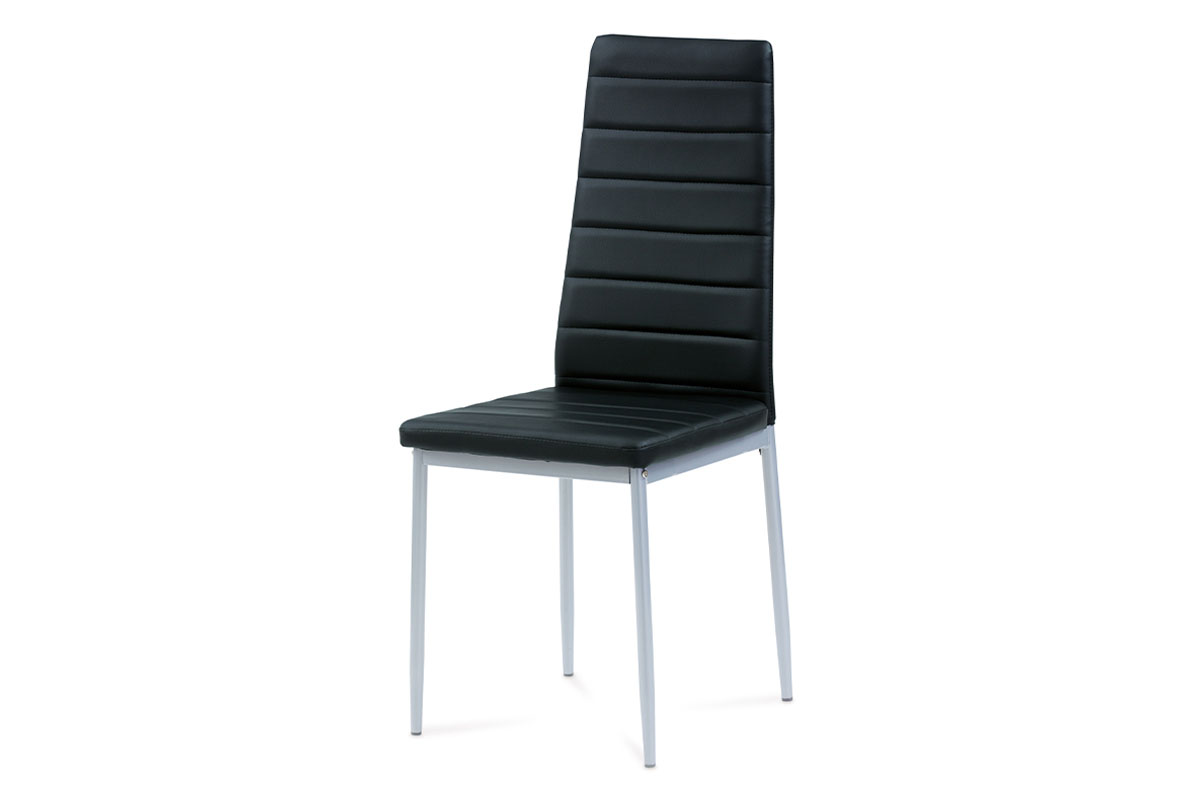 - Jídelní židle koženka černá / šedý lak - DCL-117 BK