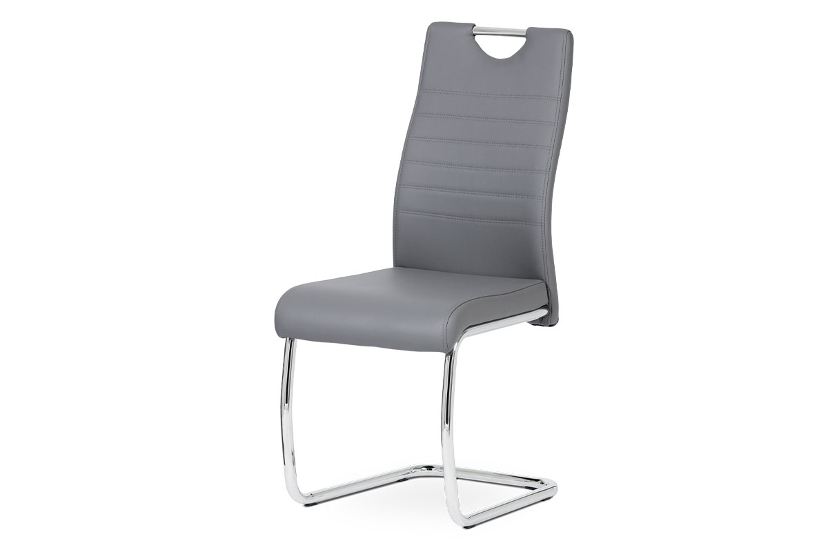 - Jídelní židle koženka šedá / chrom - DCL-418 GREY