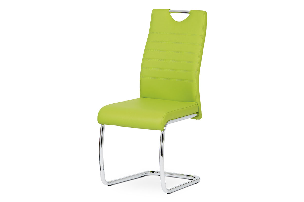 - Jídelní židle koženka zelená / chrom - DCL-418 LIM