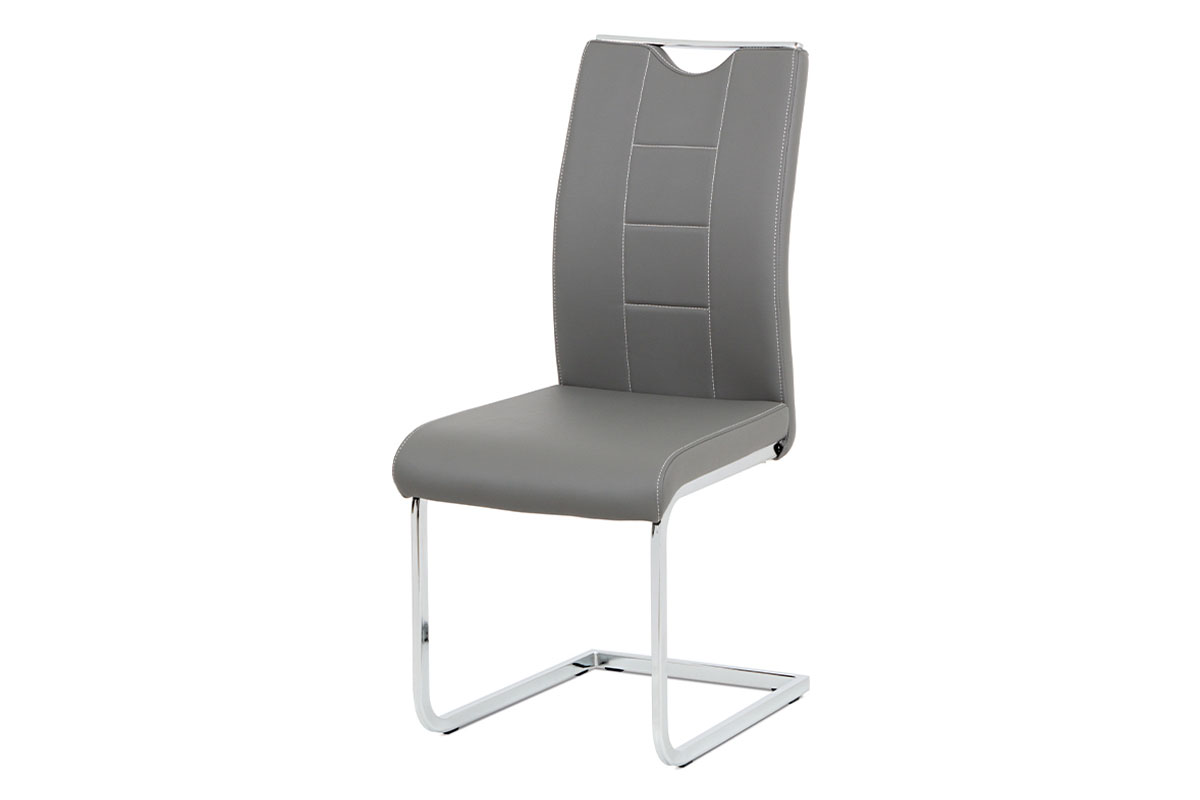 - Jídelní židle šedá koženka / chrom - DCL-411 GREY