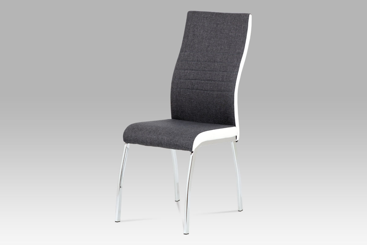 - Jídelní židle šedá látka + bílá koženka / chrom - DCL-433 GREY2