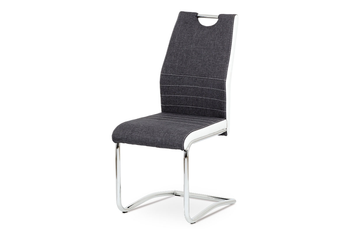 - Jídelní židle šedá látka + bílá koženka / chrom - DCL-444 GREY2