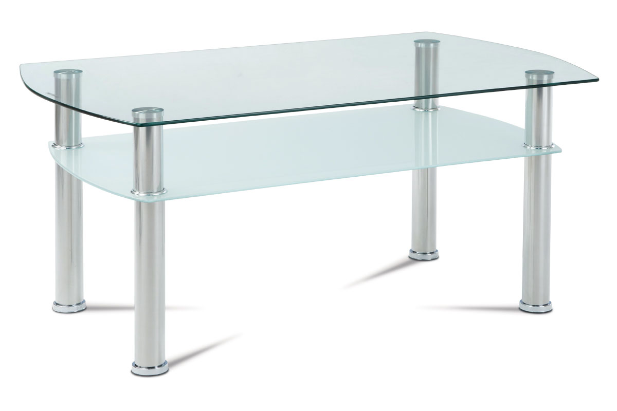 - Konferenční stolek čiré sklo / mléčné sklo / leštěný nerez - GCT-303 CLR1
