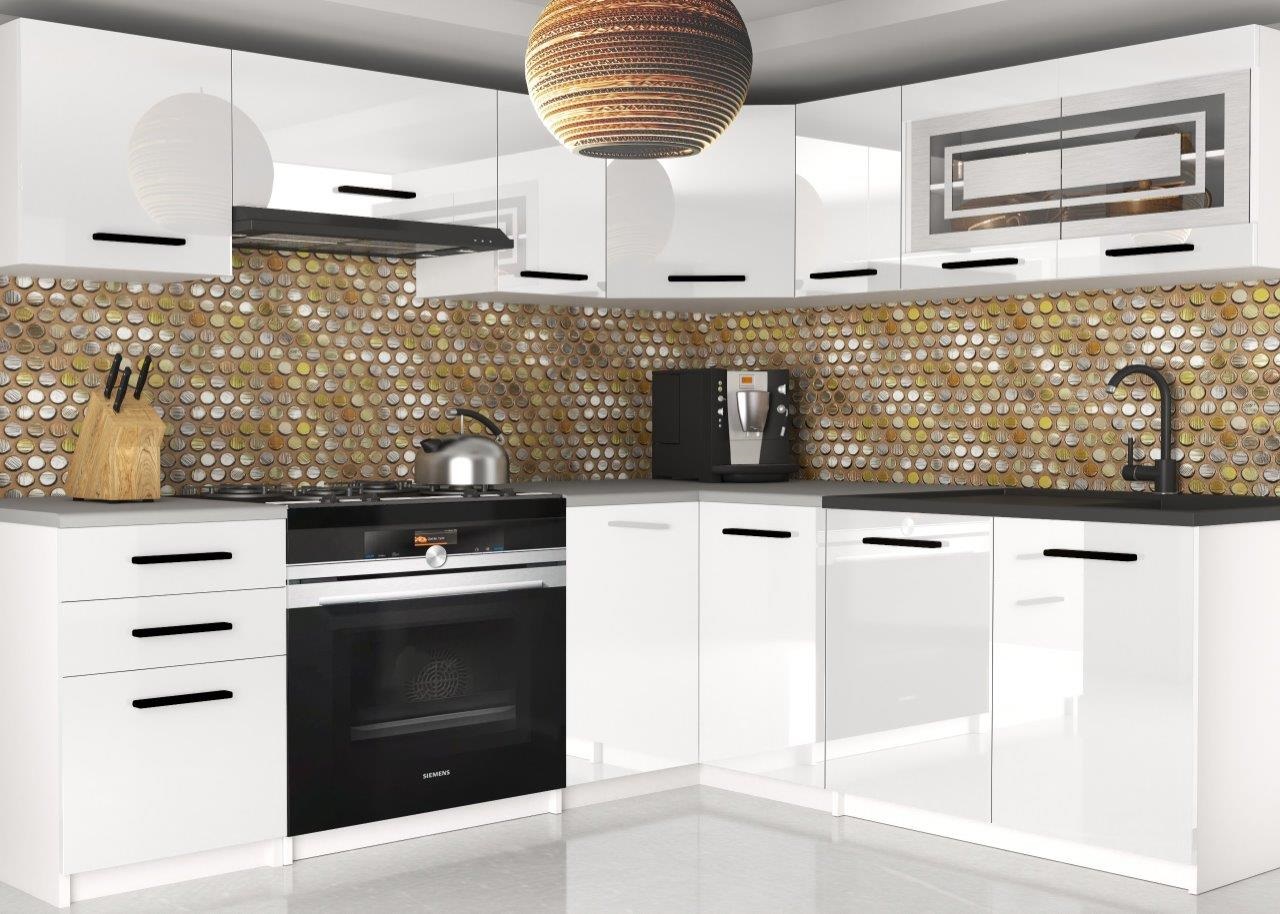 Rohová kuchyňská linka 130 x 170 cm Lidia 2 Barva: Bílý lesk