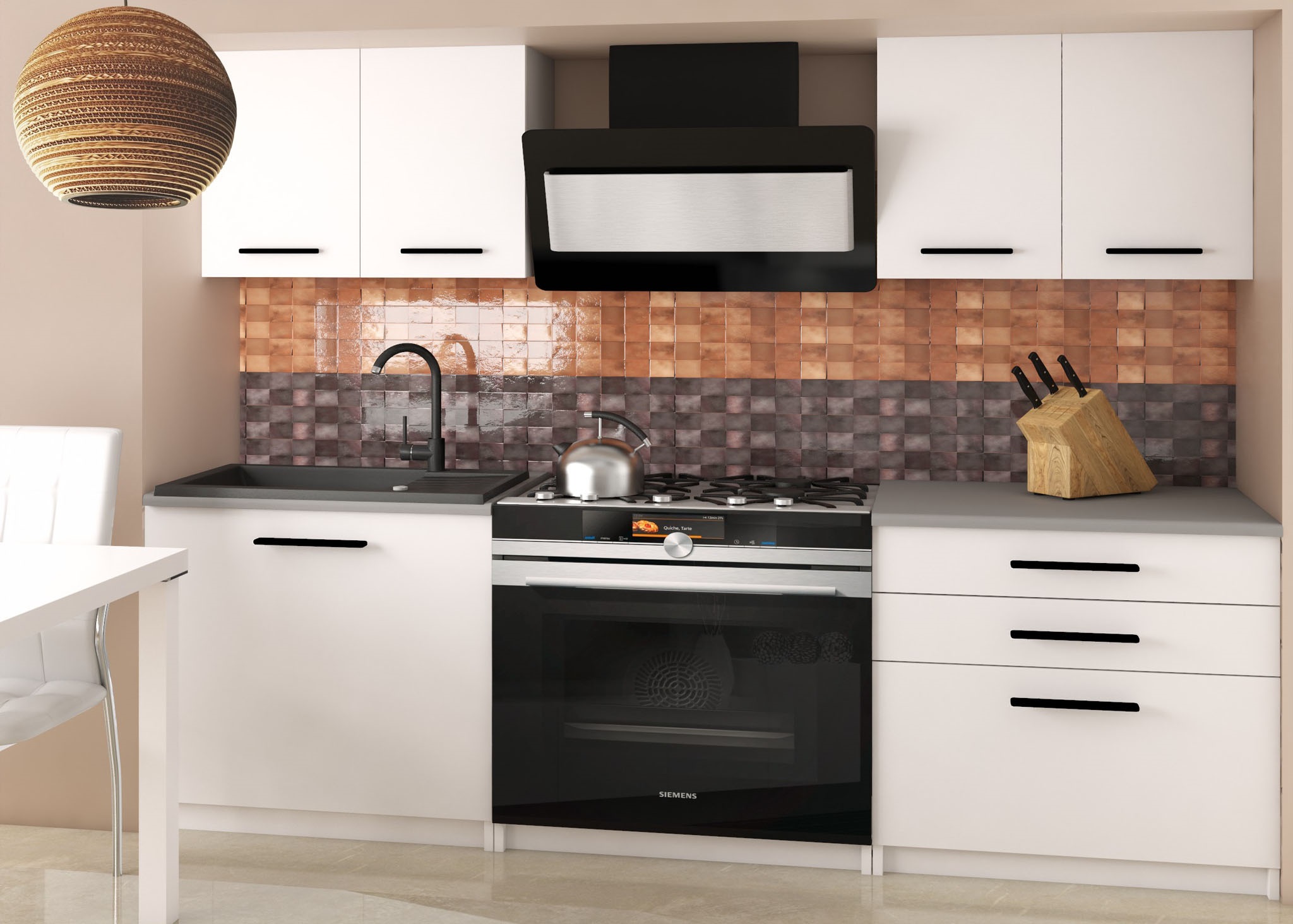 Rovná kuchyňská linka 120 cm Tiesto 2 Barva: Bílá Mat