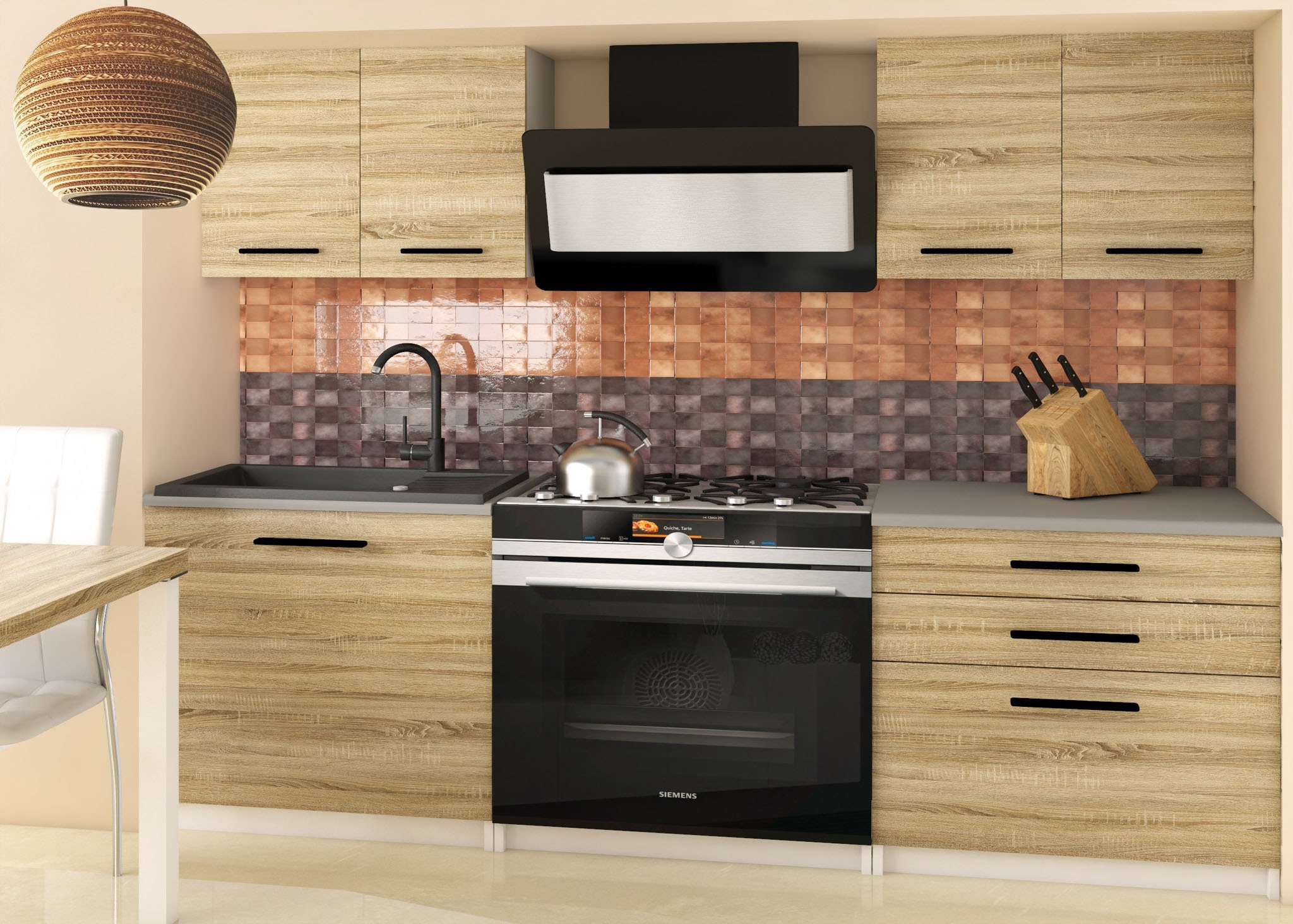 Rovná kuchyňská linka 120 cm Tiesto 2 Barva: dub sonoma