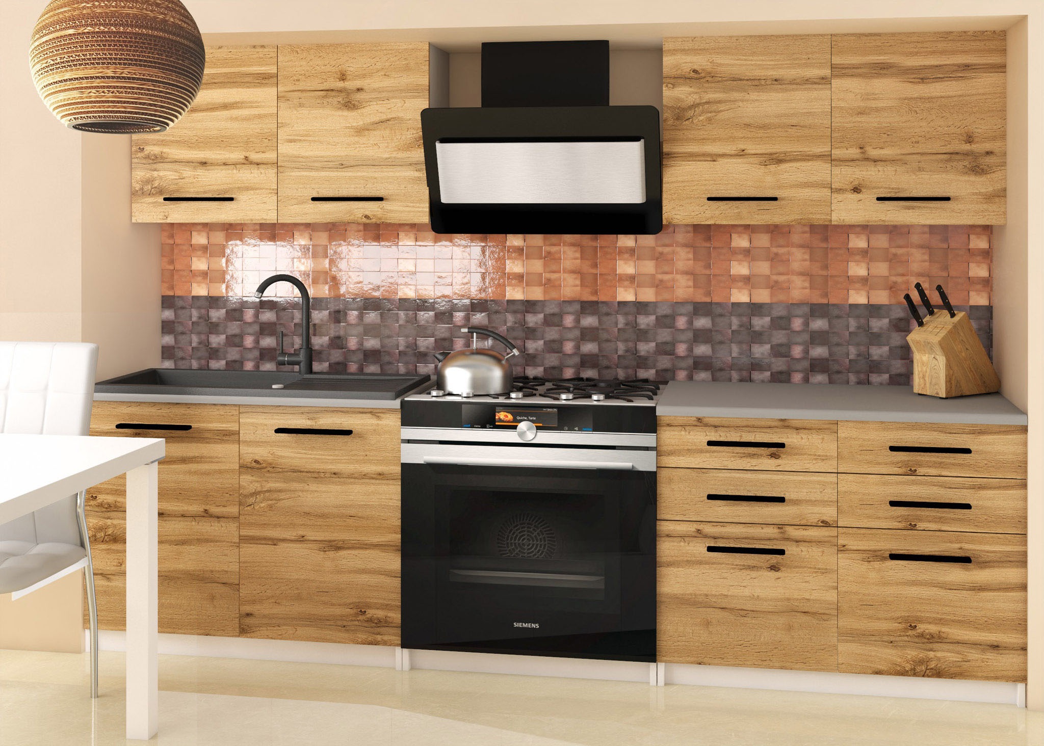 Rovná kuchyňská linka 160 cm Kompakto 2 Barva: Dub wotan