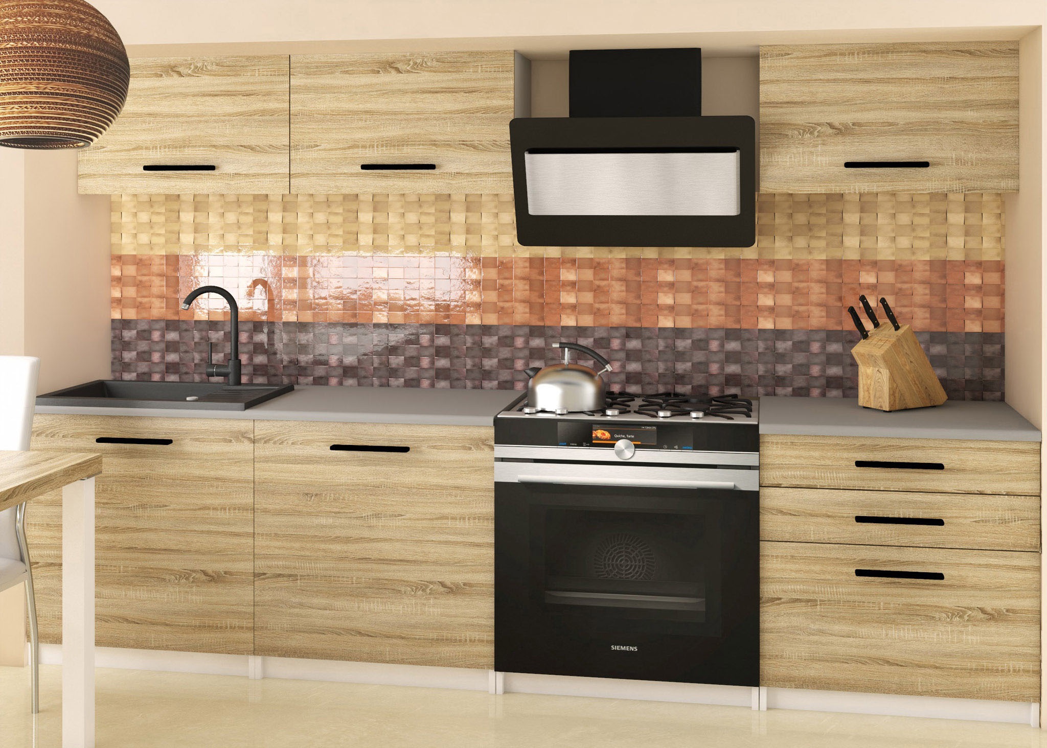 Rovná kuchyňská linka 180 cm Laurentino 2 Barva: dub sonoma