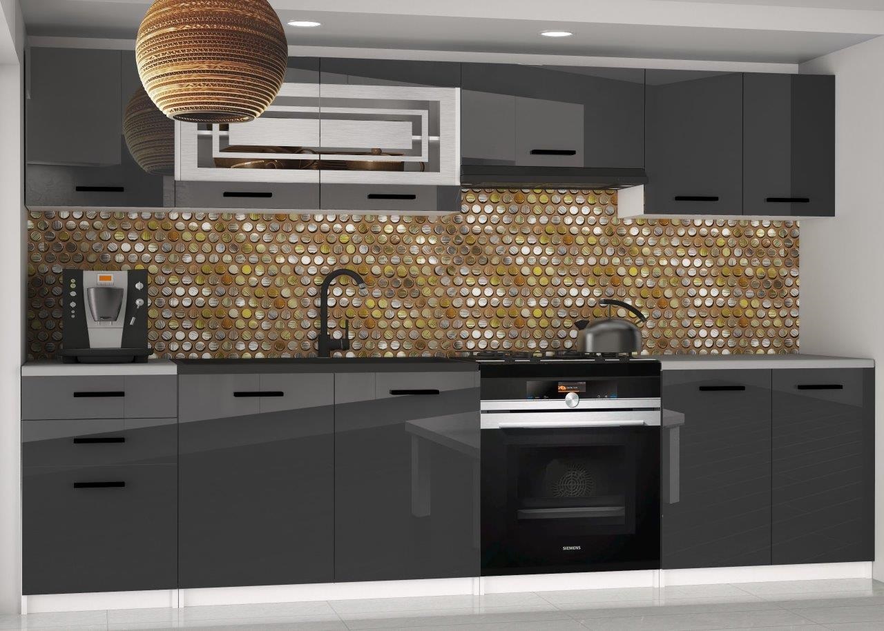 Rovná kuchyňská linka 180 cm Marika 2 Barva: Šedý lesk