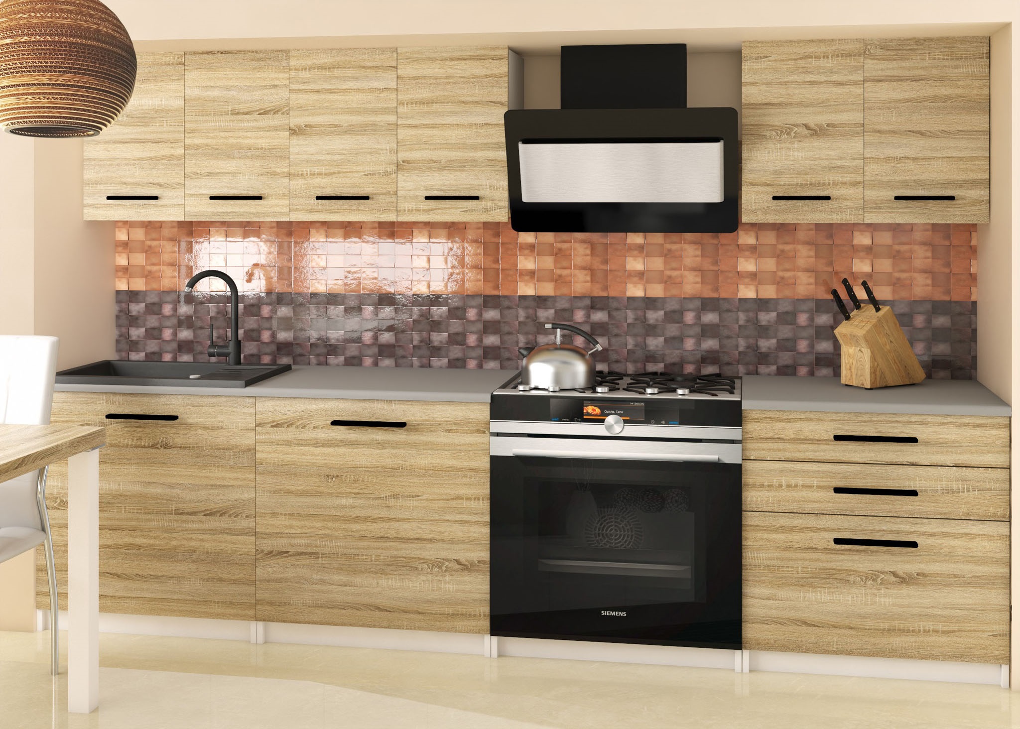 Rovná kuchyňská linka 180 cm Sonik 2 Barva: dub sonoma