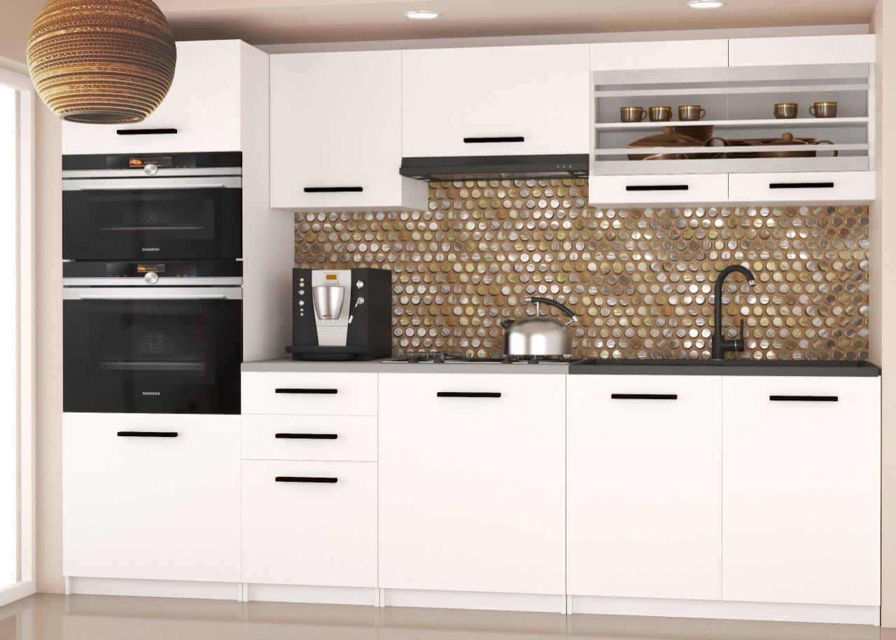 Rovná kuchyňská linka 240 cm Paula 2 Barva: Bílá Mat