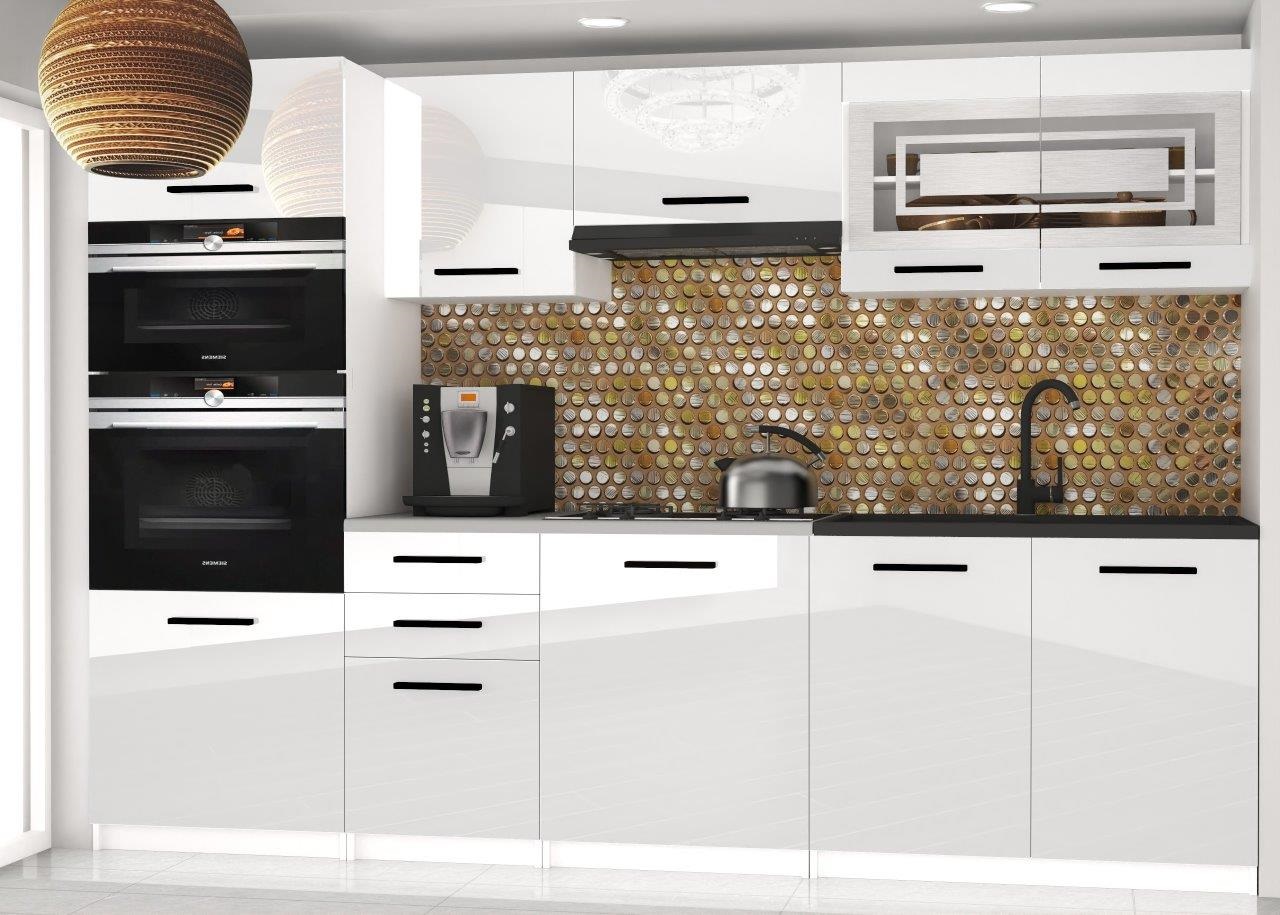 Rovná kuchyňská linka 240 cm Paula 2 Barva: Bílý lesk