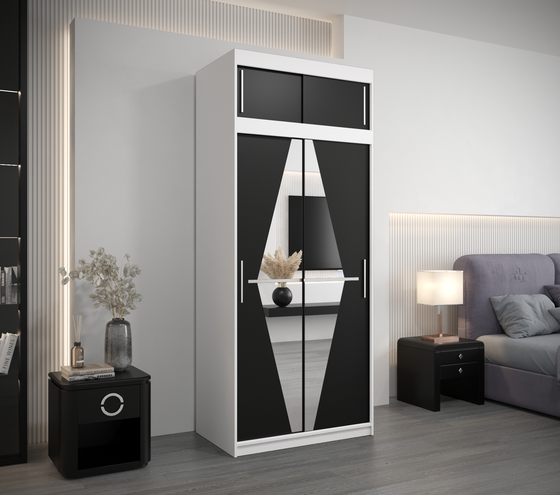 Šatní skříň Abi Bo s nástavcem Barva: Bílá