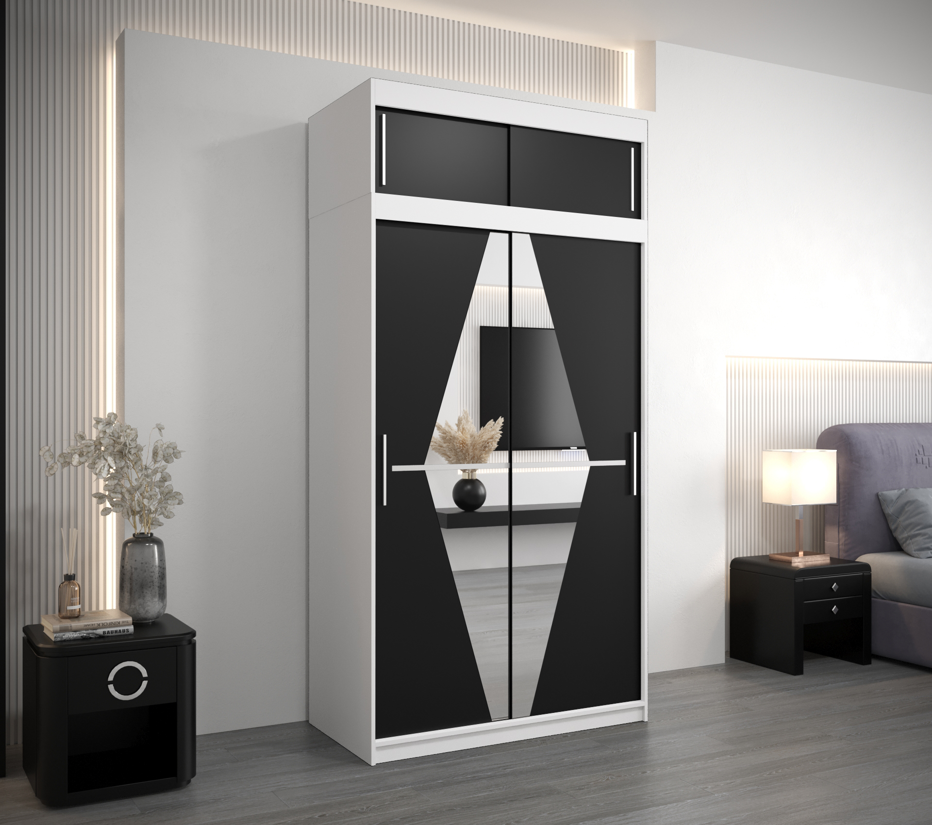 Šatní skříň Abi Bo s nástavcem Barva: Bílá