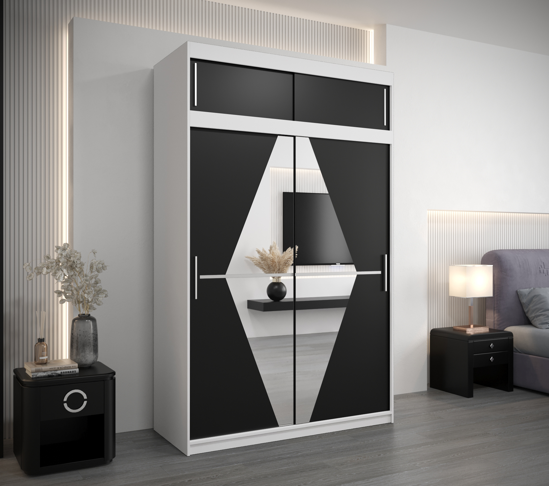 Šatní skříň Abi Bo s nástavcem Barva: Bílá