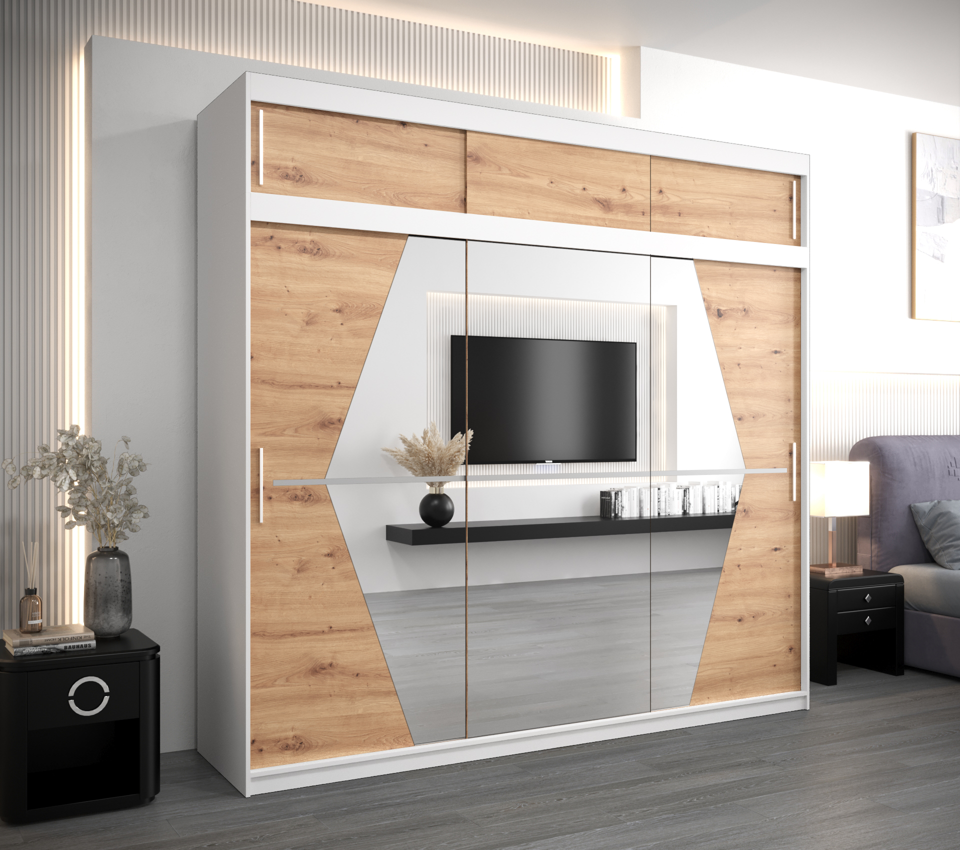 Šatní skříň Abi Bo s nástavcem Barva: Bílá