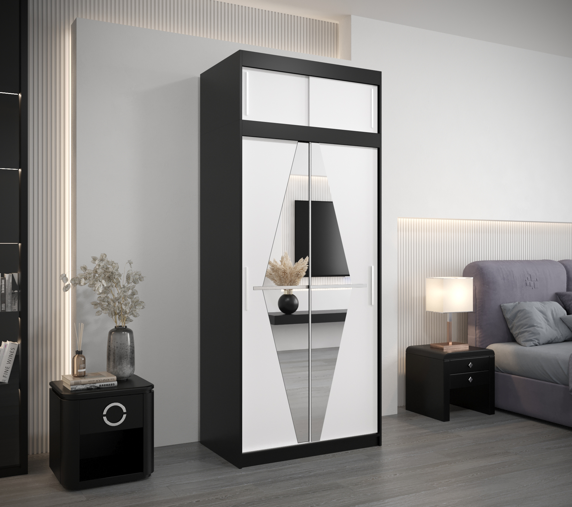 Šatní skříň Abi Bo s nástavcem Barva: Černá