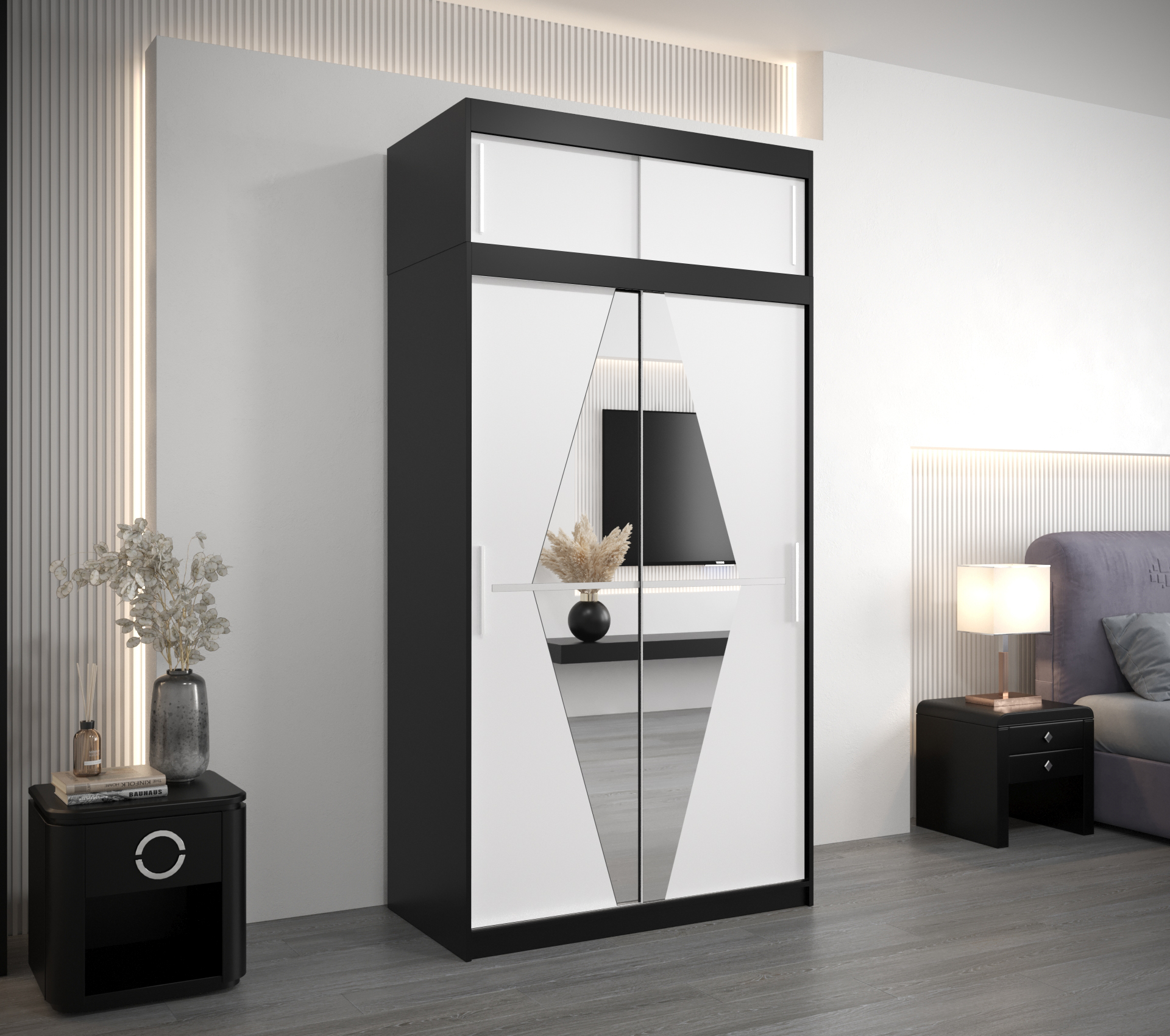 Šatní skříň Abi Bo s nástavcem Barva: Černá