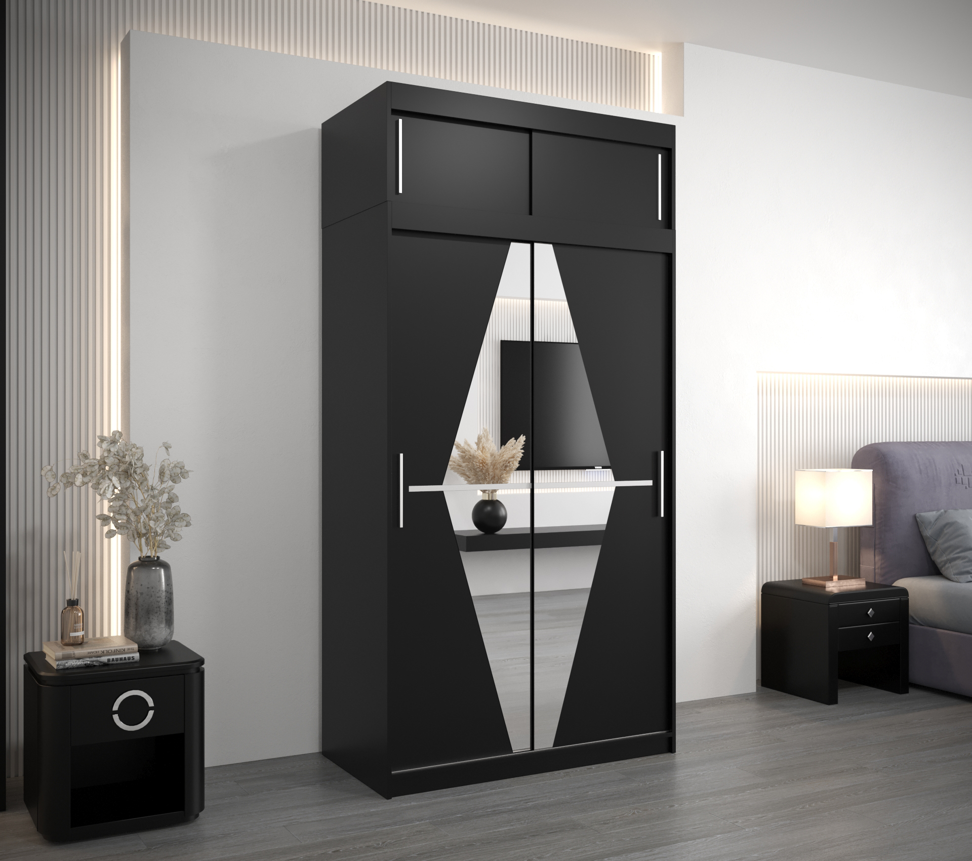 Šatní skříň Abi Bo s nástavcem Barva: Černá