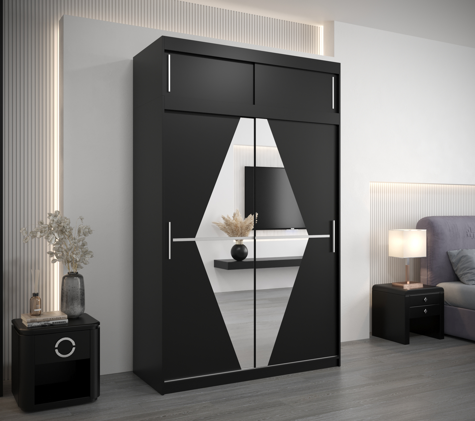 Šatní skříň Abi Bo s nástavcem Barva: Černá