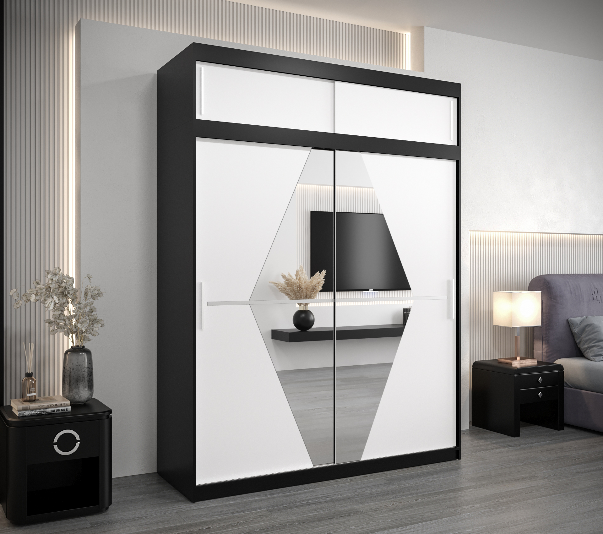 Šatní skříň Abi Bo s nástavcem Barva: Černá