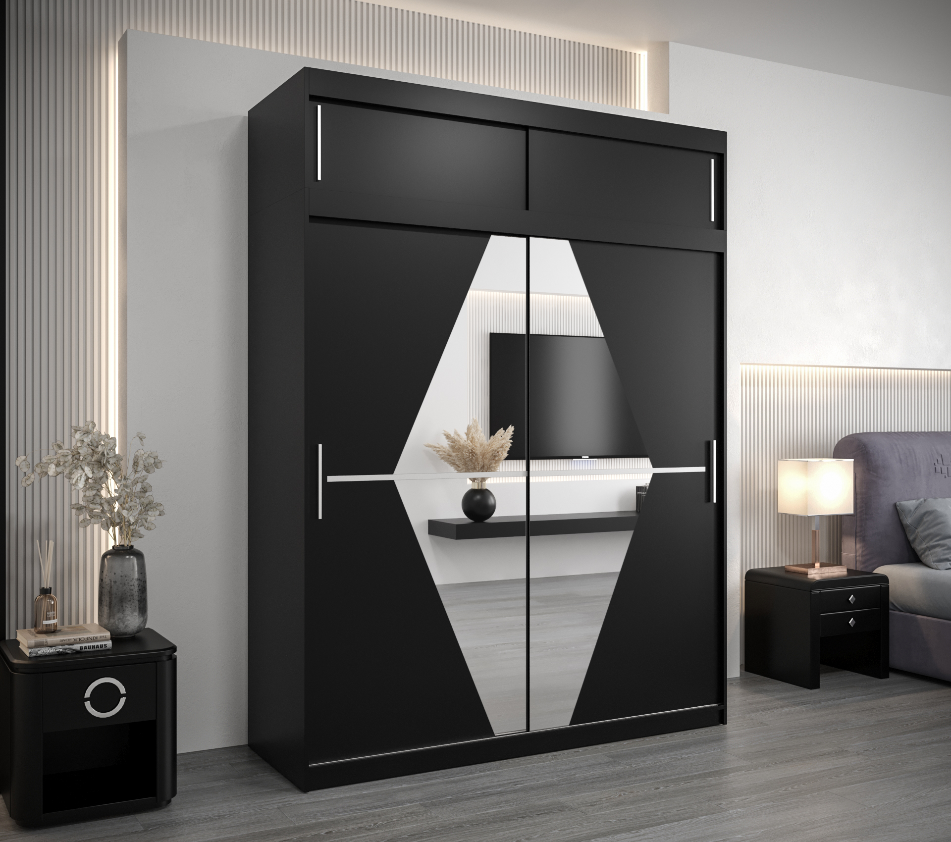 Šatní skříň Abi Bo s nástavcem Barva: Černá