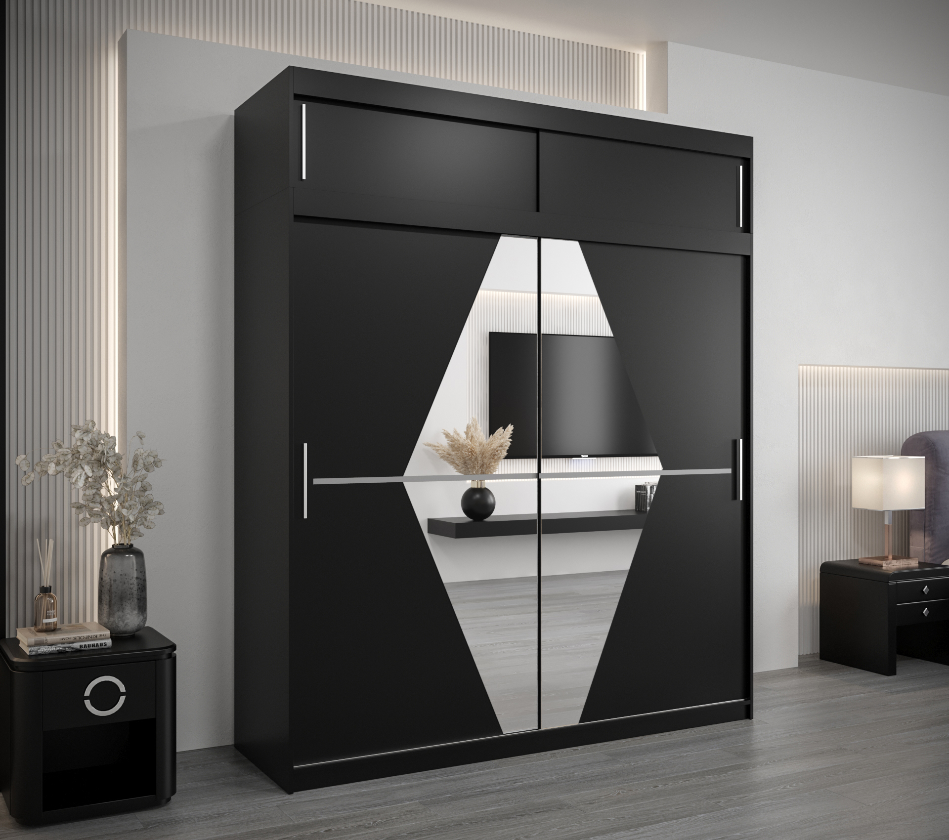 Šatní skříň Abi Bo s nástavcem Barva: Černá