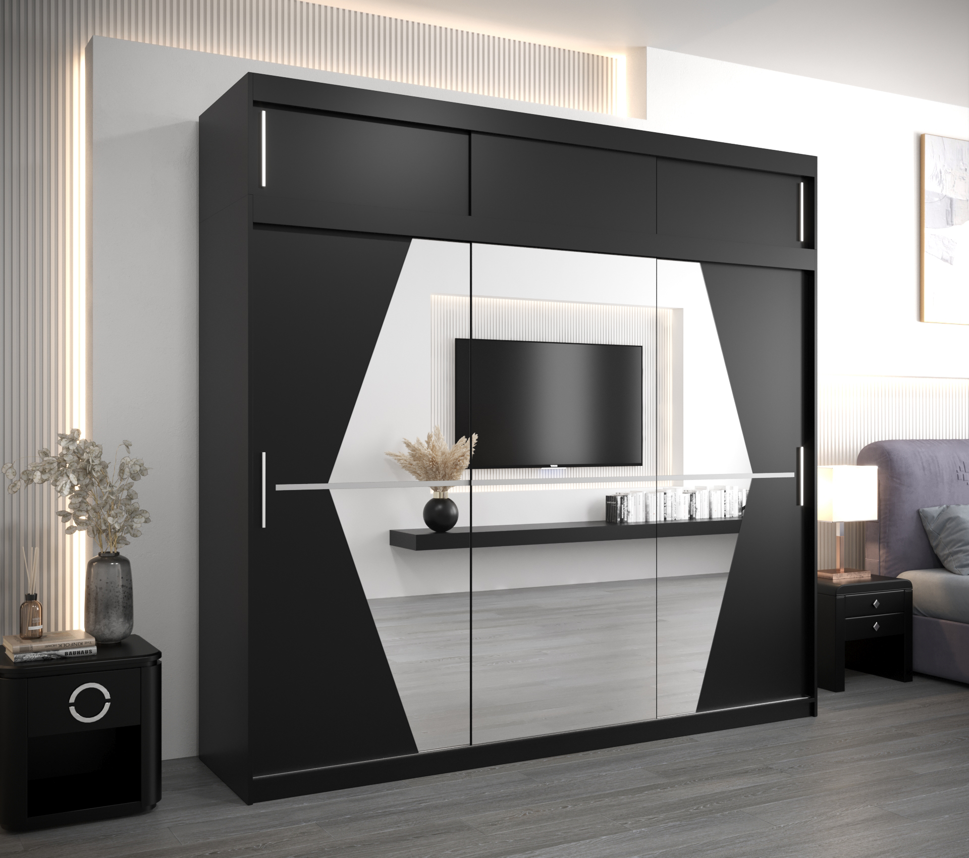 Šatní skříň Abi Bo s nástavcem Barva: Černá