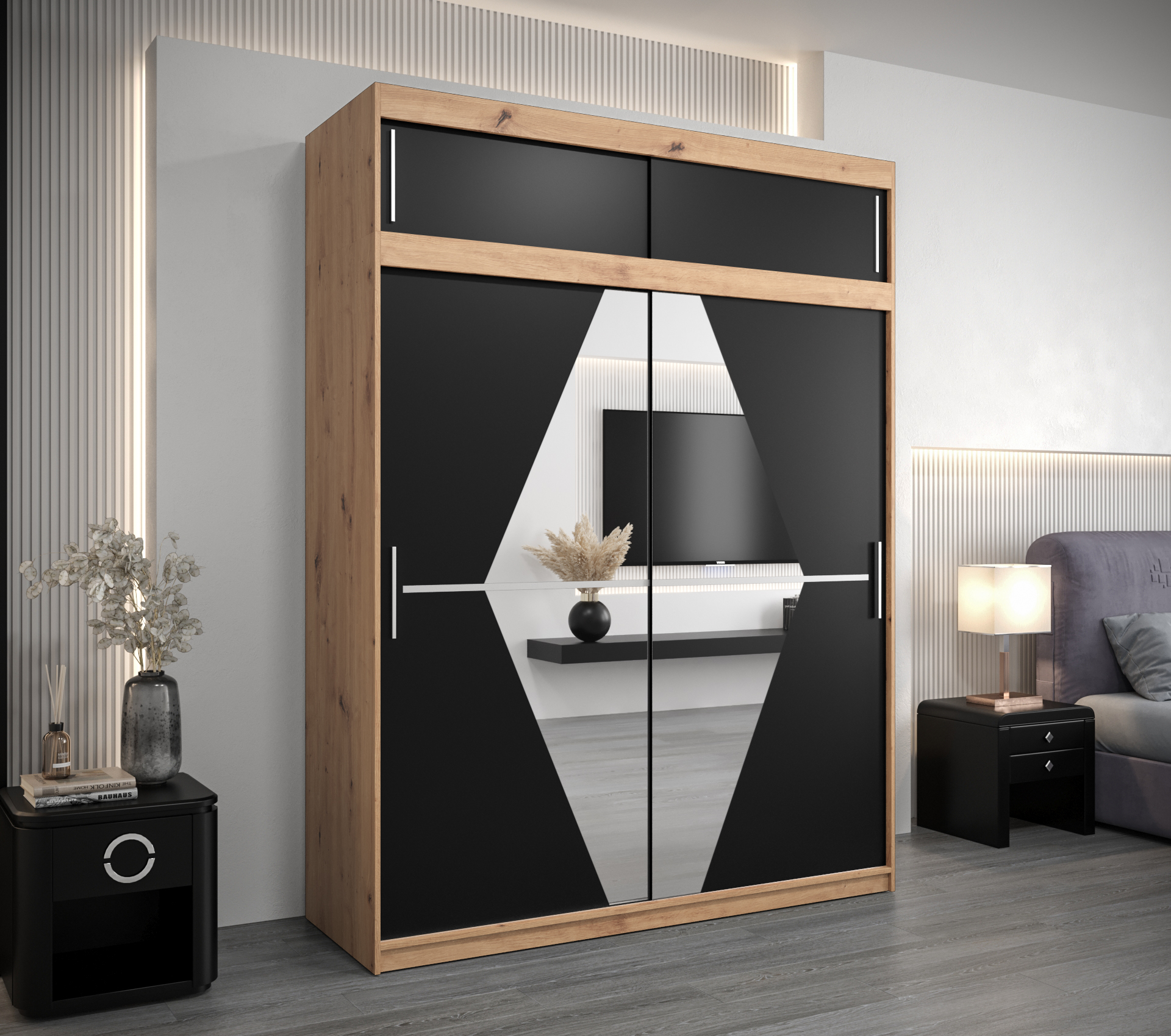 Šatní skříň Abi Bo s nástavcem Barva: Dub - Artisan