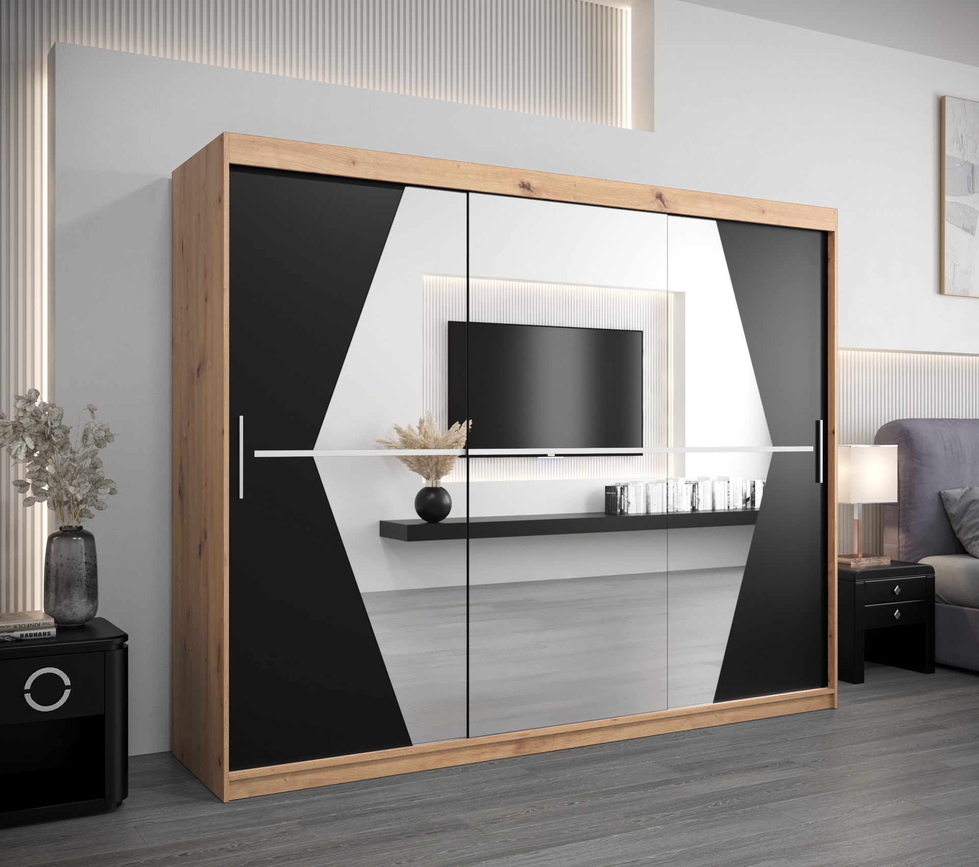 Šatní skříň Abi Bo s nástavcem Barva: Dub - Artisan