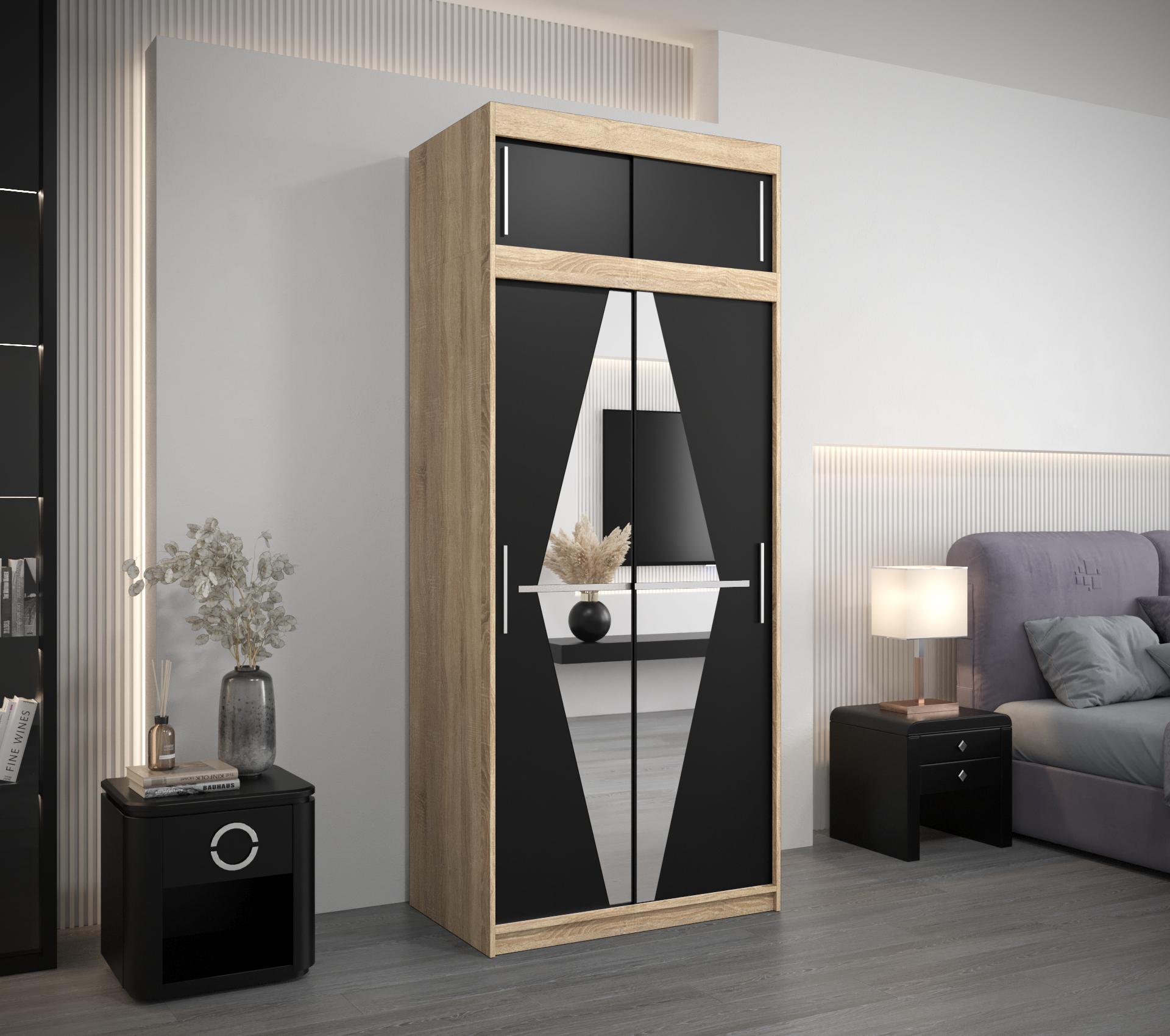 Šatní skříň Abi Bo s nástavcem Barva: Dub - sonoma