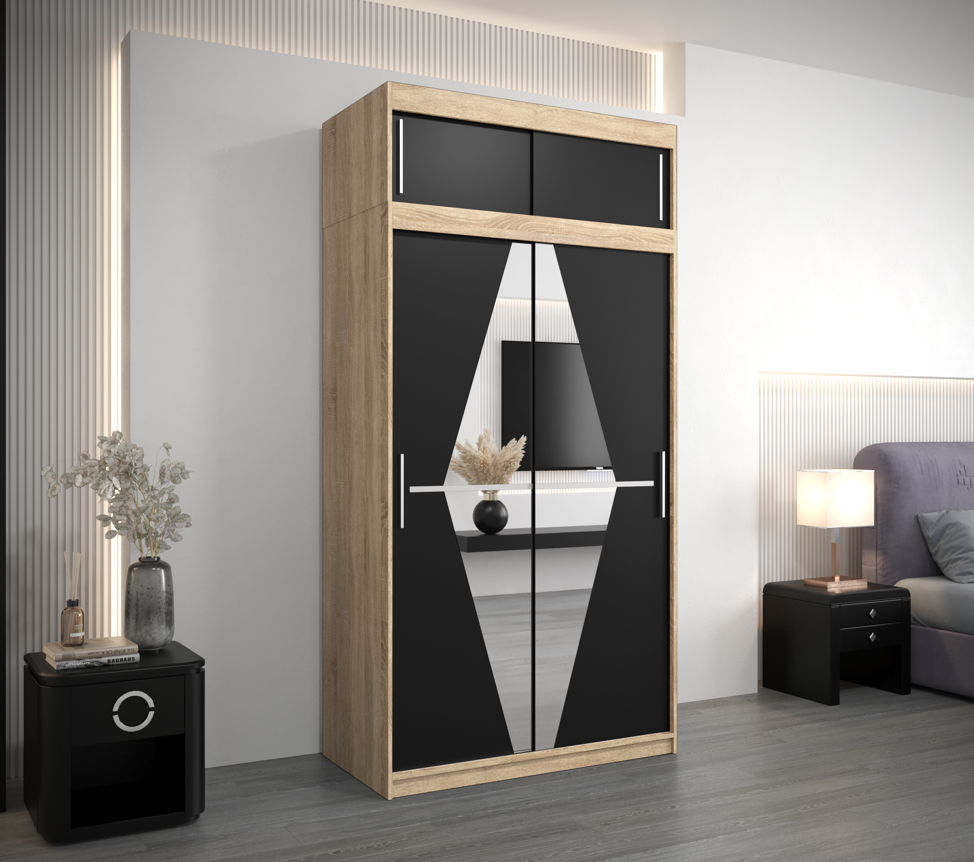 Šatní skříň Abi Bo s nástavcem Barva: Dub - sonoma