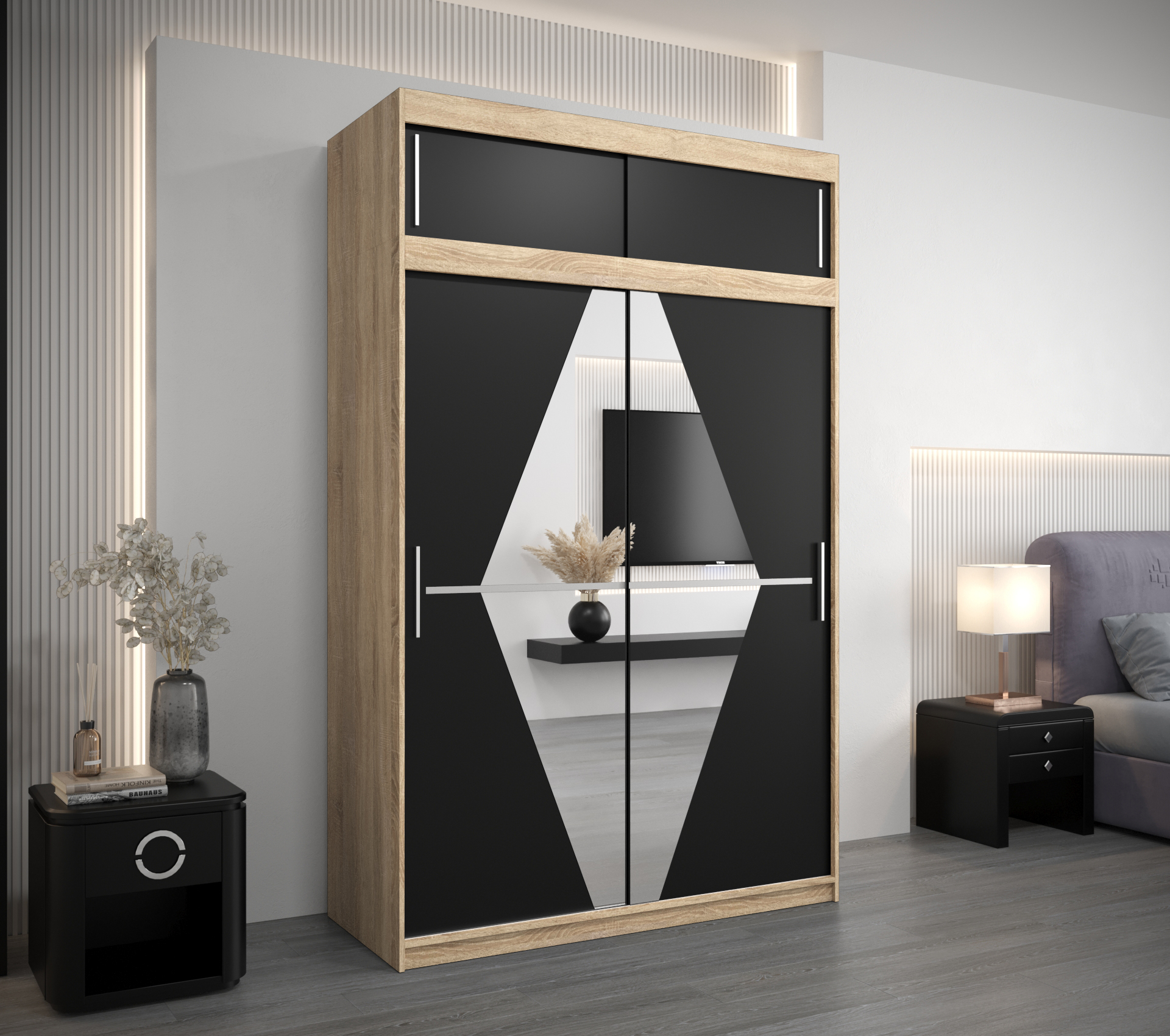 Šatní skříň Abi Bo s nástavcem Barva: Dub - sonoma