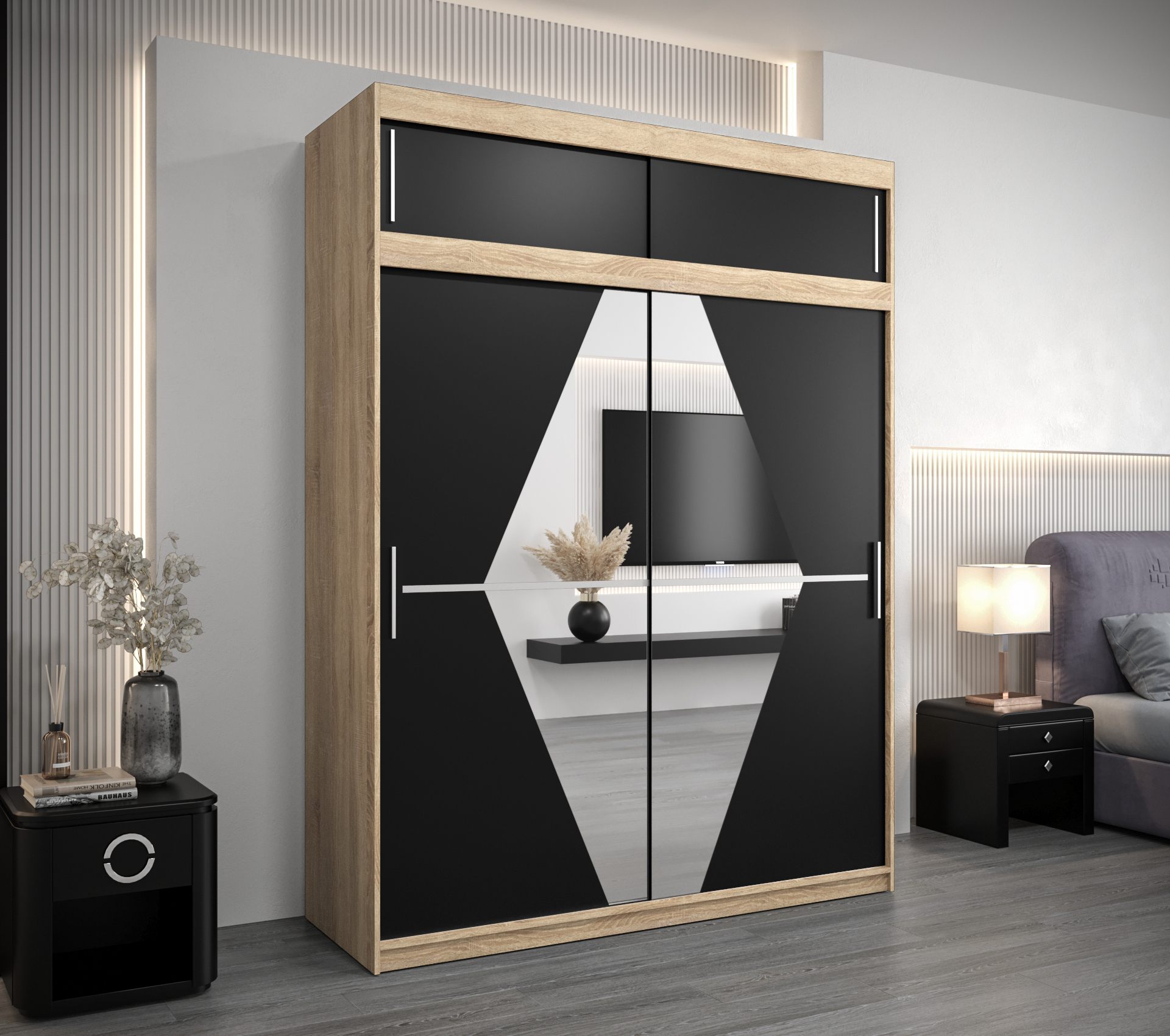 Šatní skříň Abi Bo s nástavcem Barva: Dub - sonoma