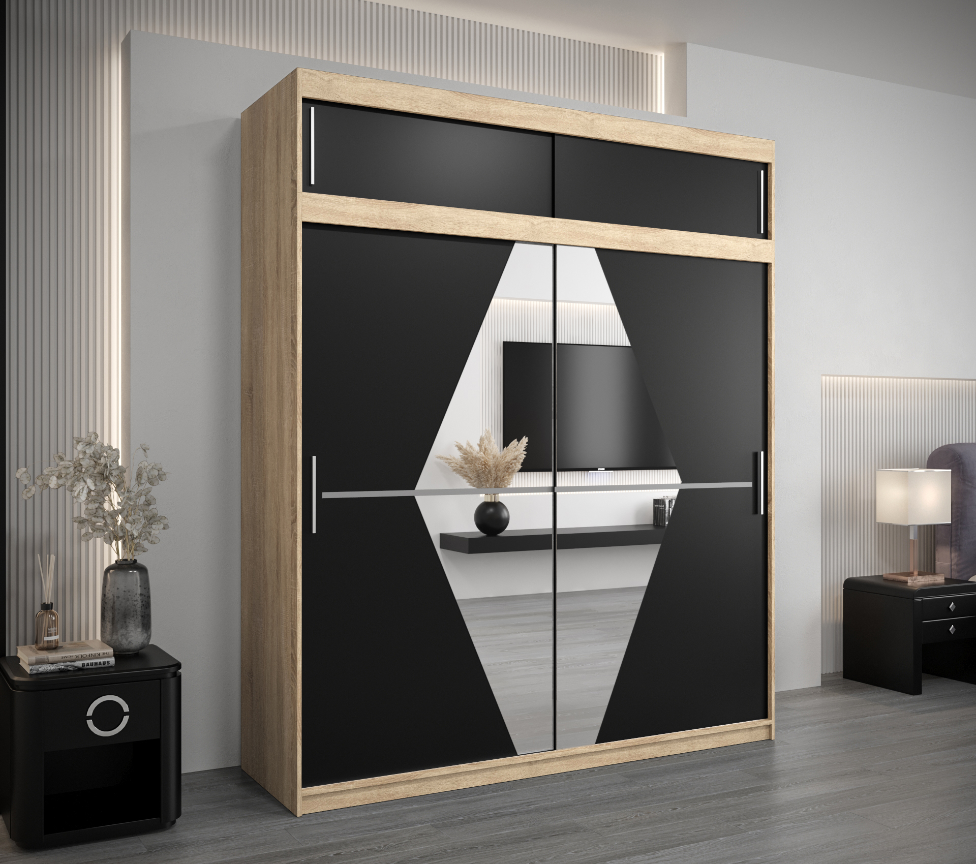 Šatní skříň Abi Bo s nástavcem Barva: Dub - sonoma