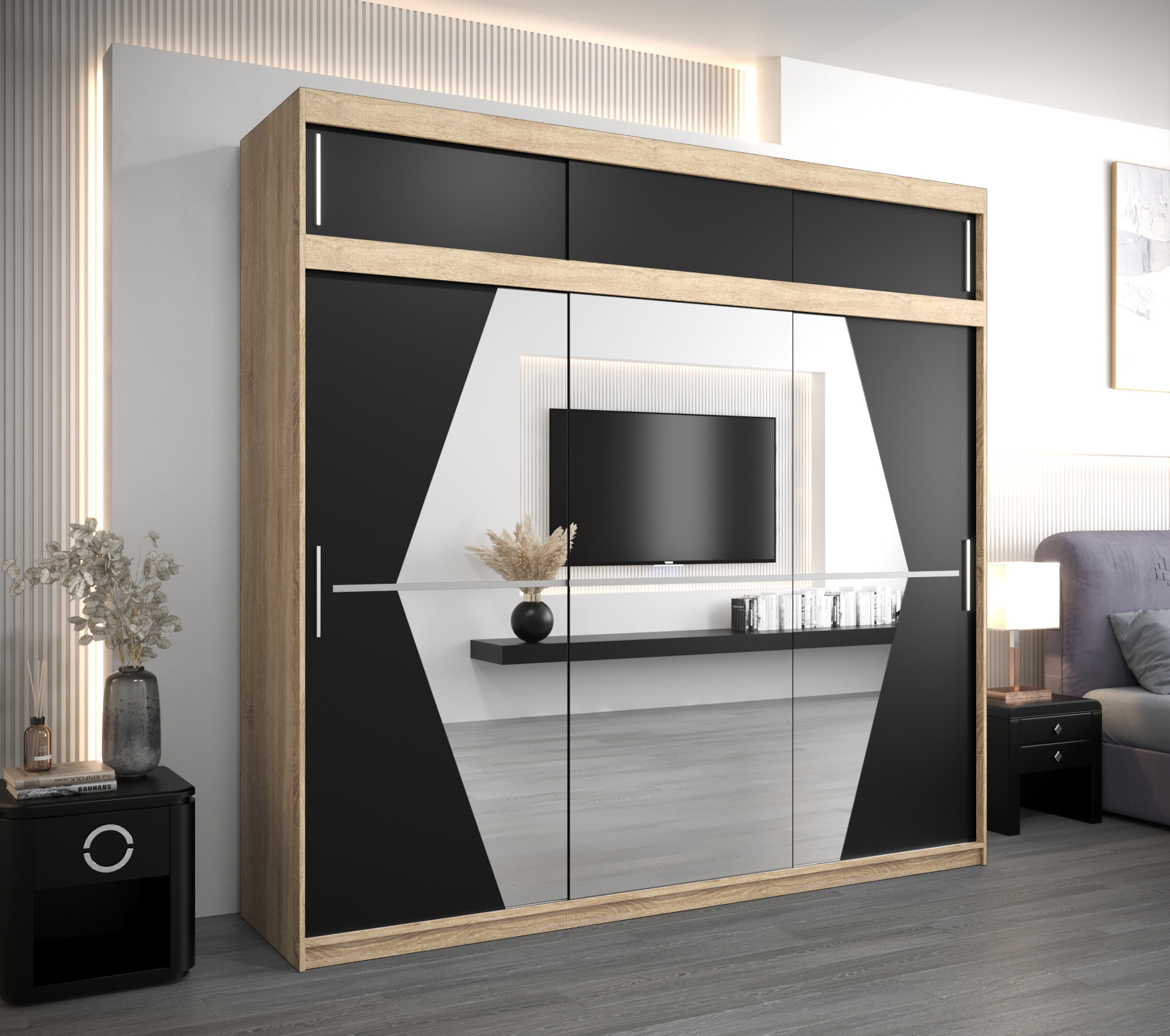 Šatní skříň Abi Bo s nástavcem Barva: Dub - sonoma