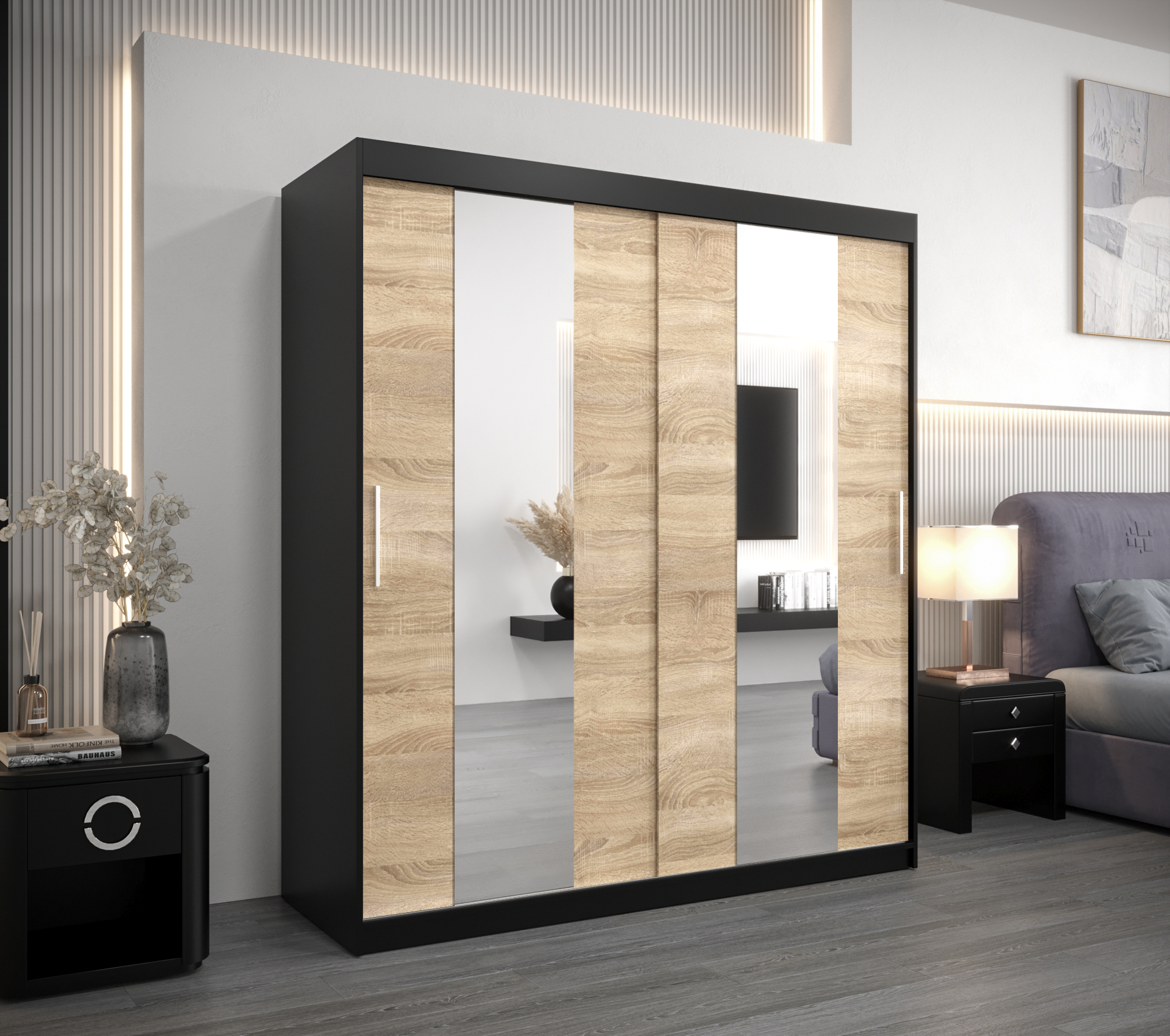 Šatní skříň Abi Po Barva: Černá