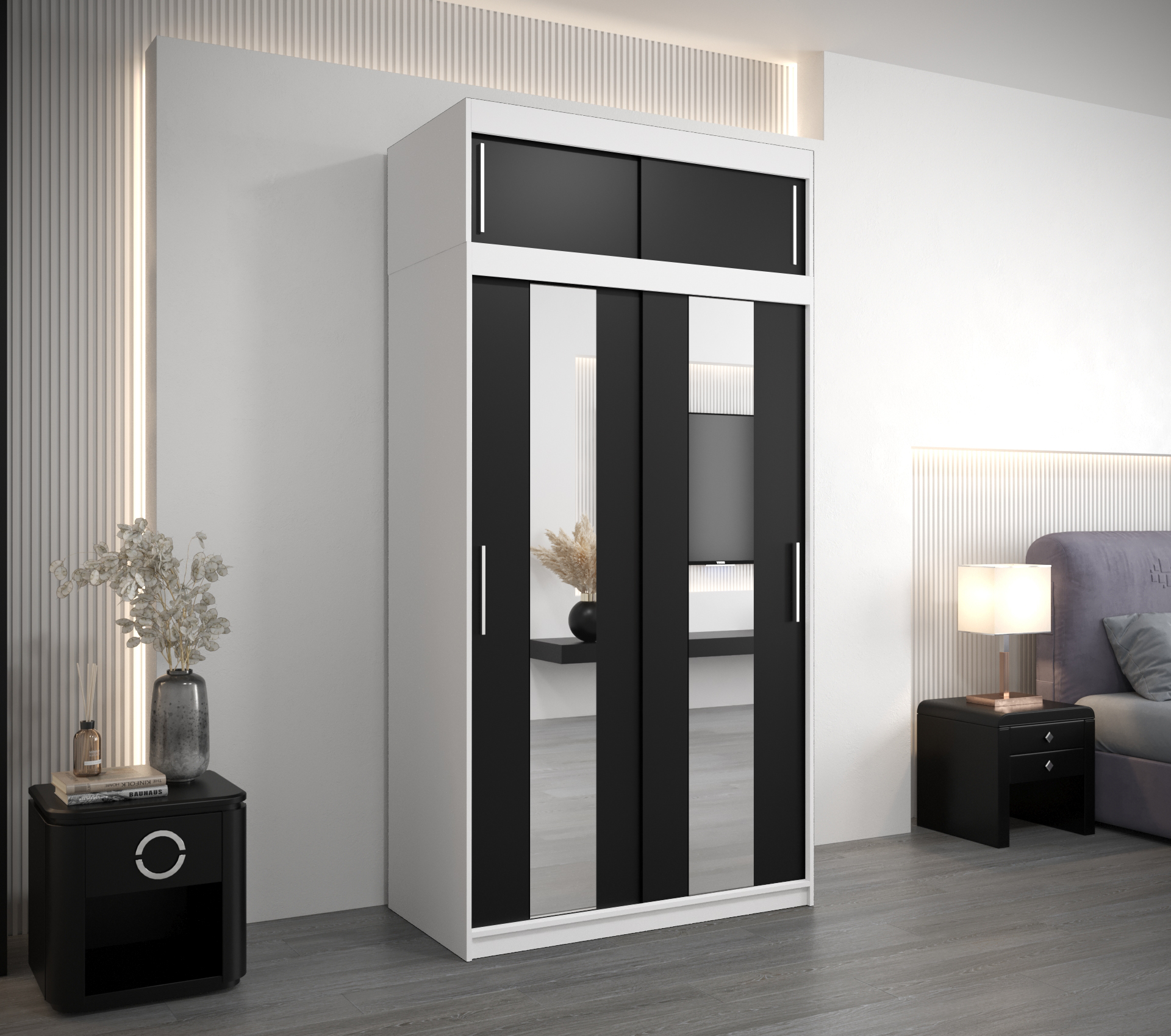 Šatní skříň Abi Po s nástavcem Barva: Bílá