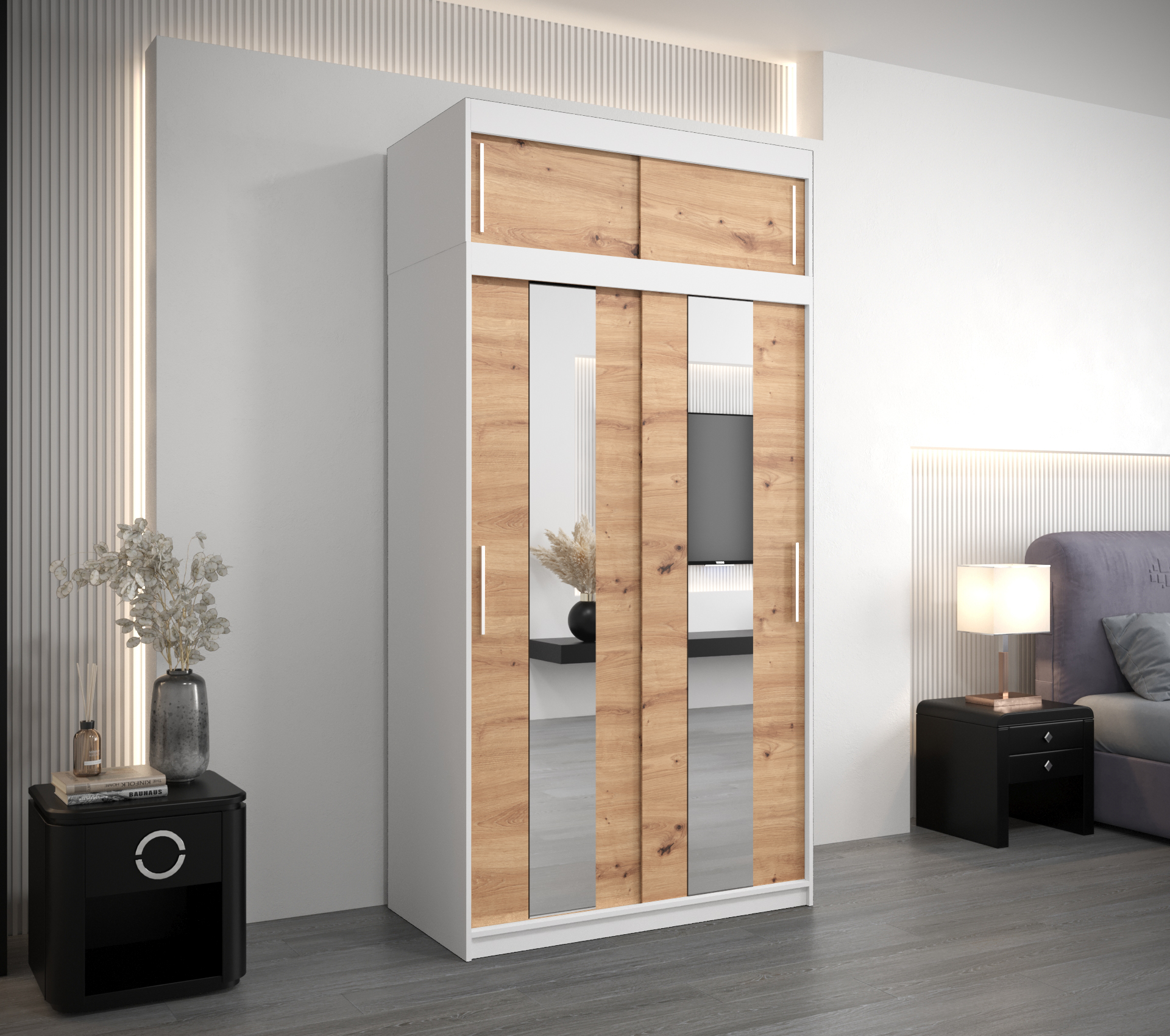 Šatní skříň Abi Po s nástavcem Barva: Bílá