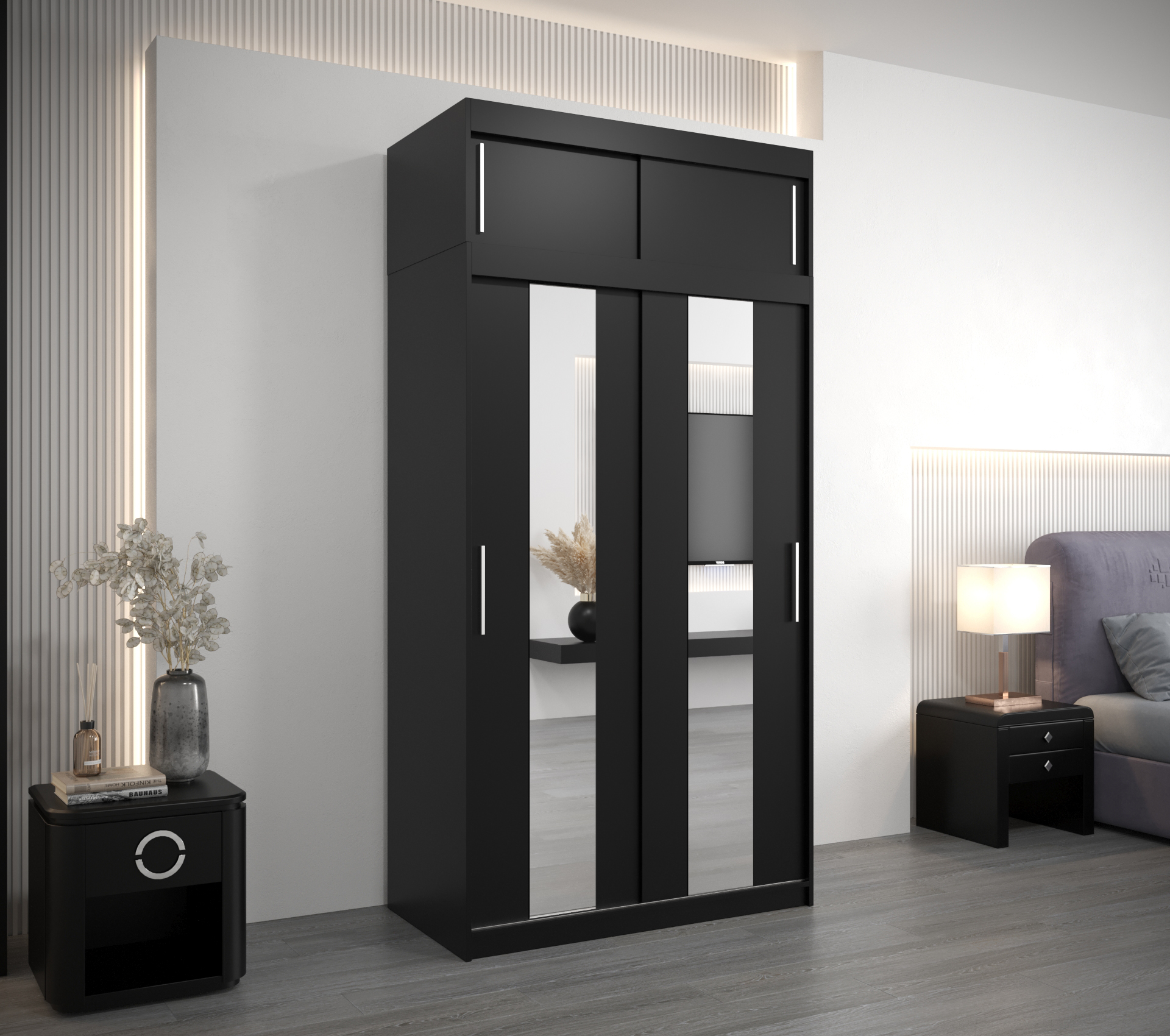 Šatní skříň Abi Po s nástavcem Barva: Černá