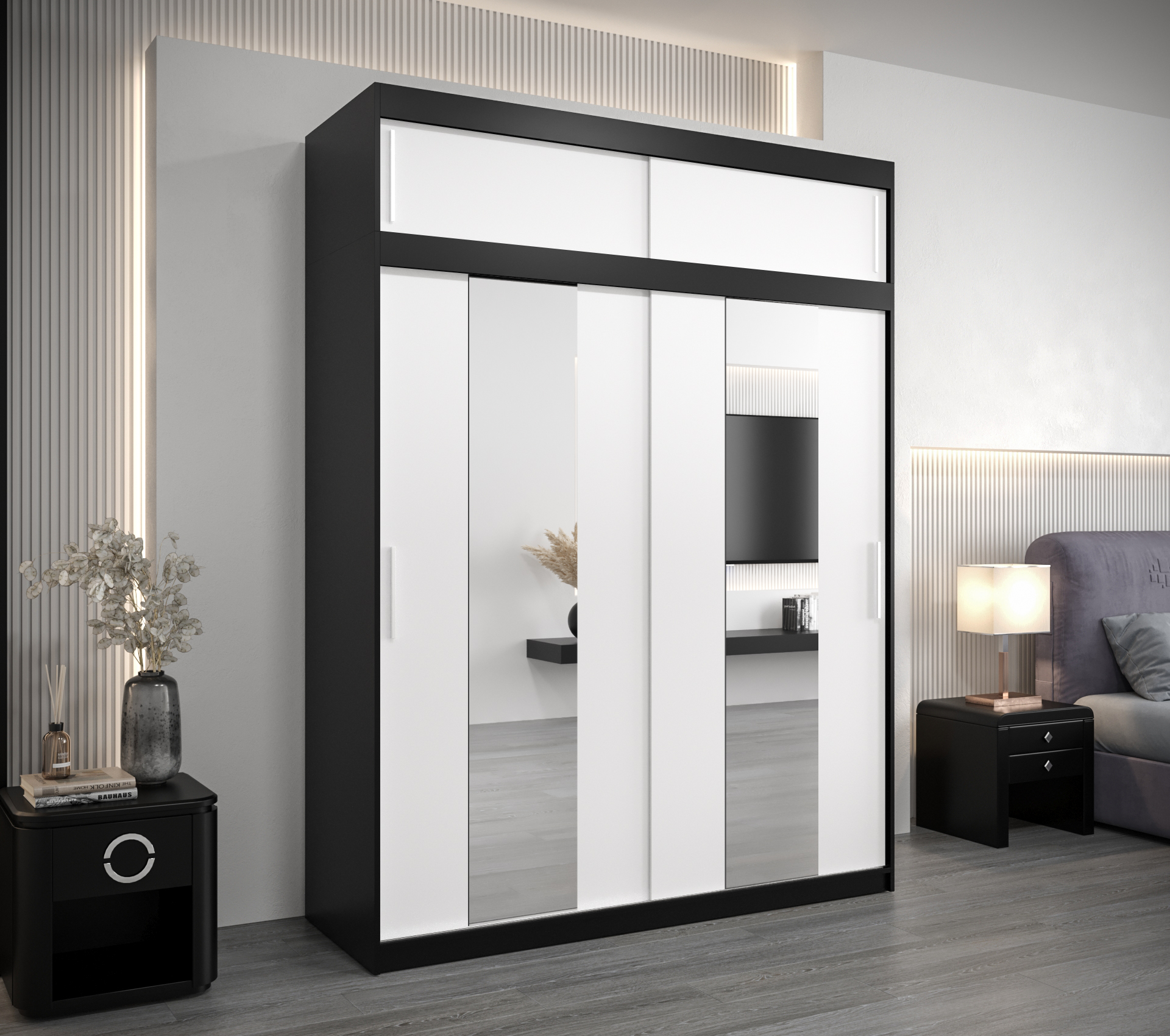 Šatní skříň Abi Po s nástavcem Barva: Černá