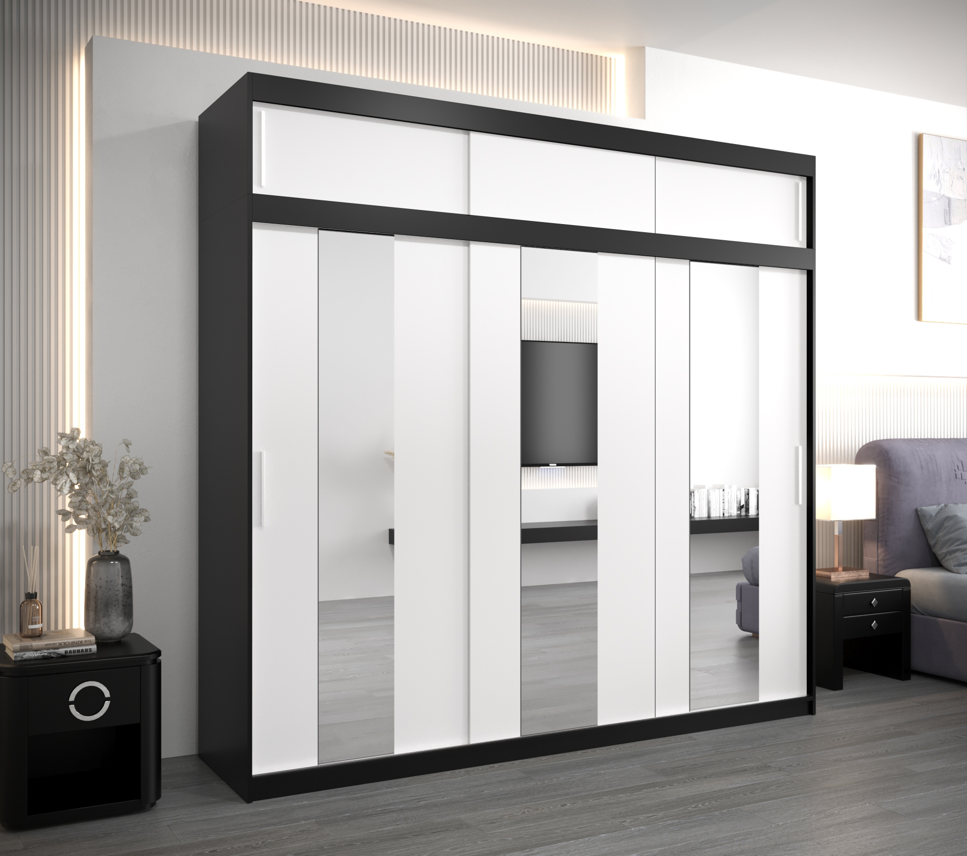 Šatní skříň Abi Po s nástavcem Barva: Černá